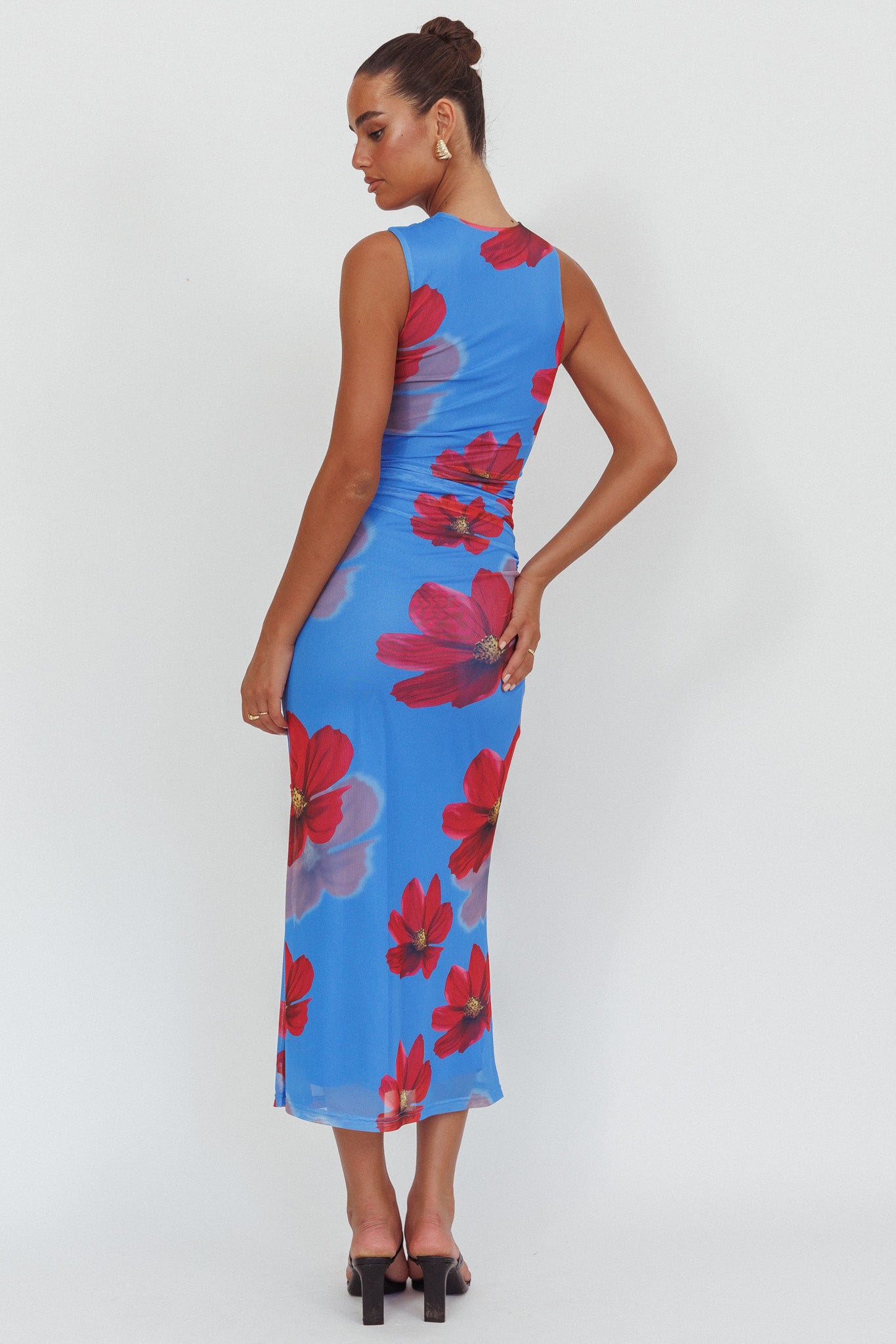 On Air Twist Neck Maxi Dress Floral Blue by Selfie Leslie Australia