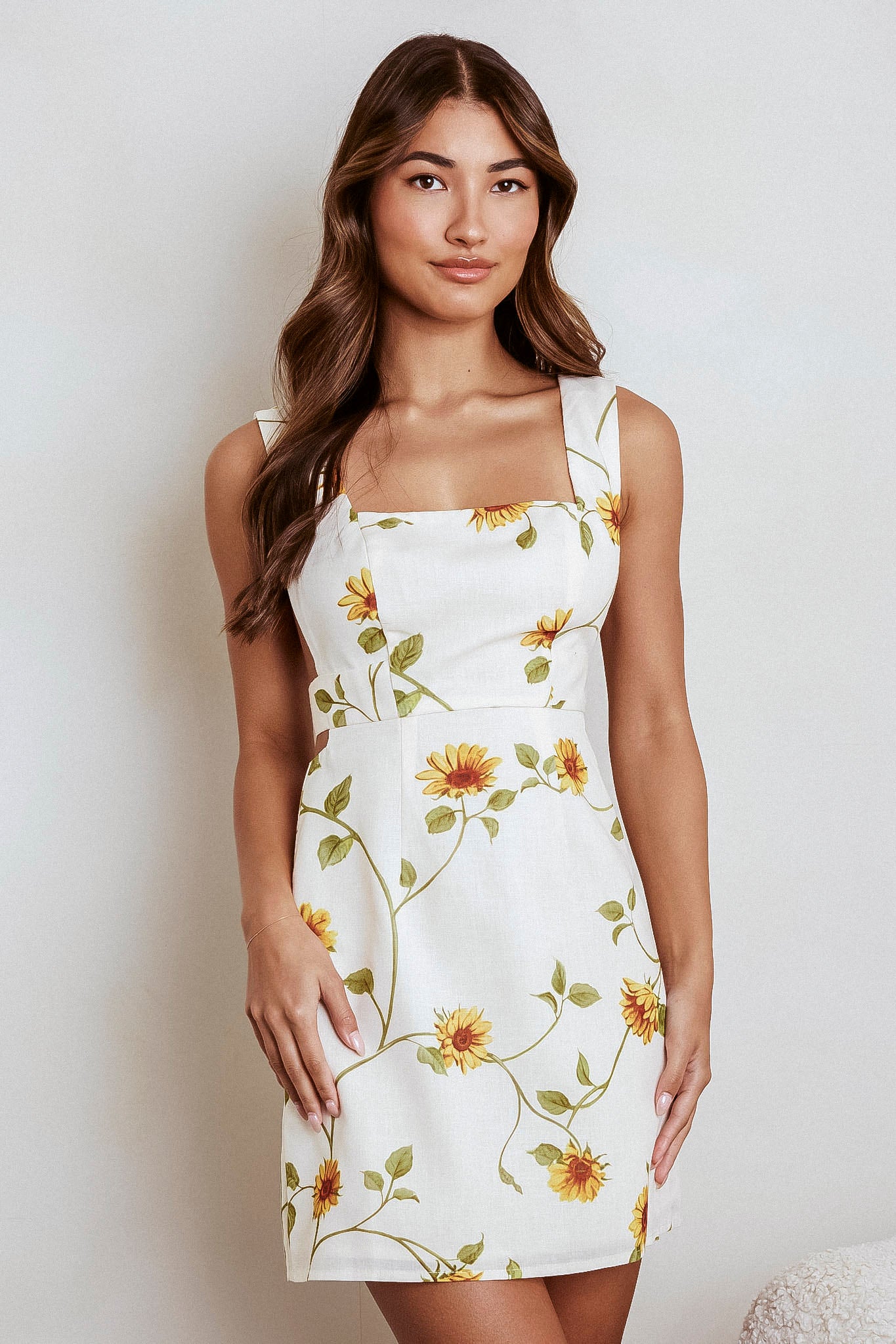 Walking On Sunshine Tied Back Mini Dress Sunflower by Selfie Leslie Australia