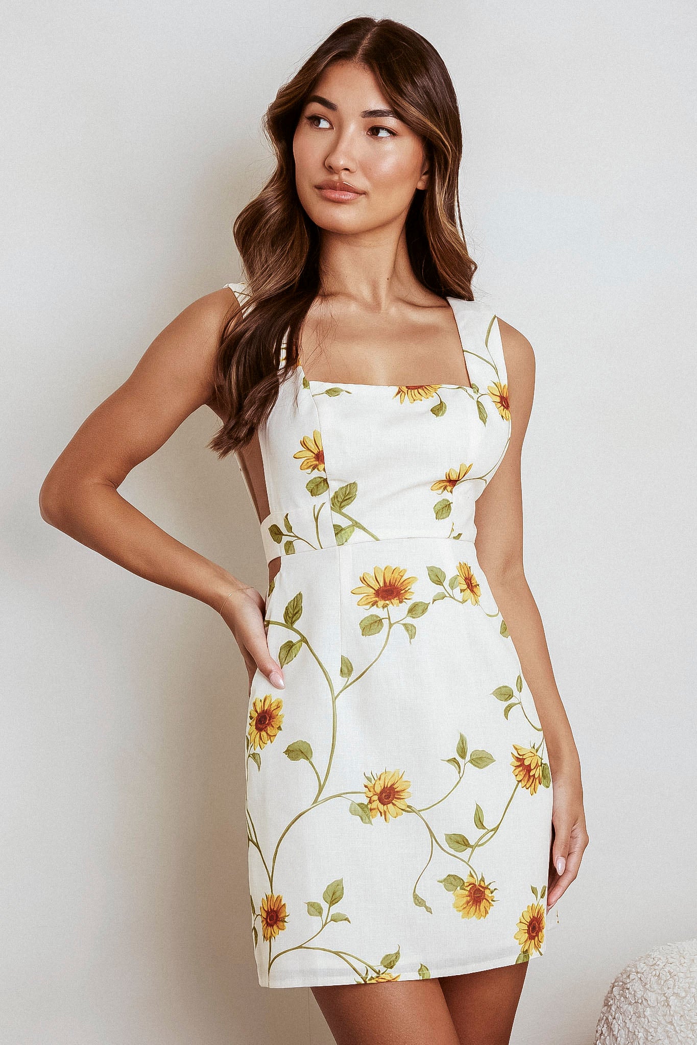 Walking On Sunshine Tied Back Mini Dress Sunflower by Selfie Leslie Australia