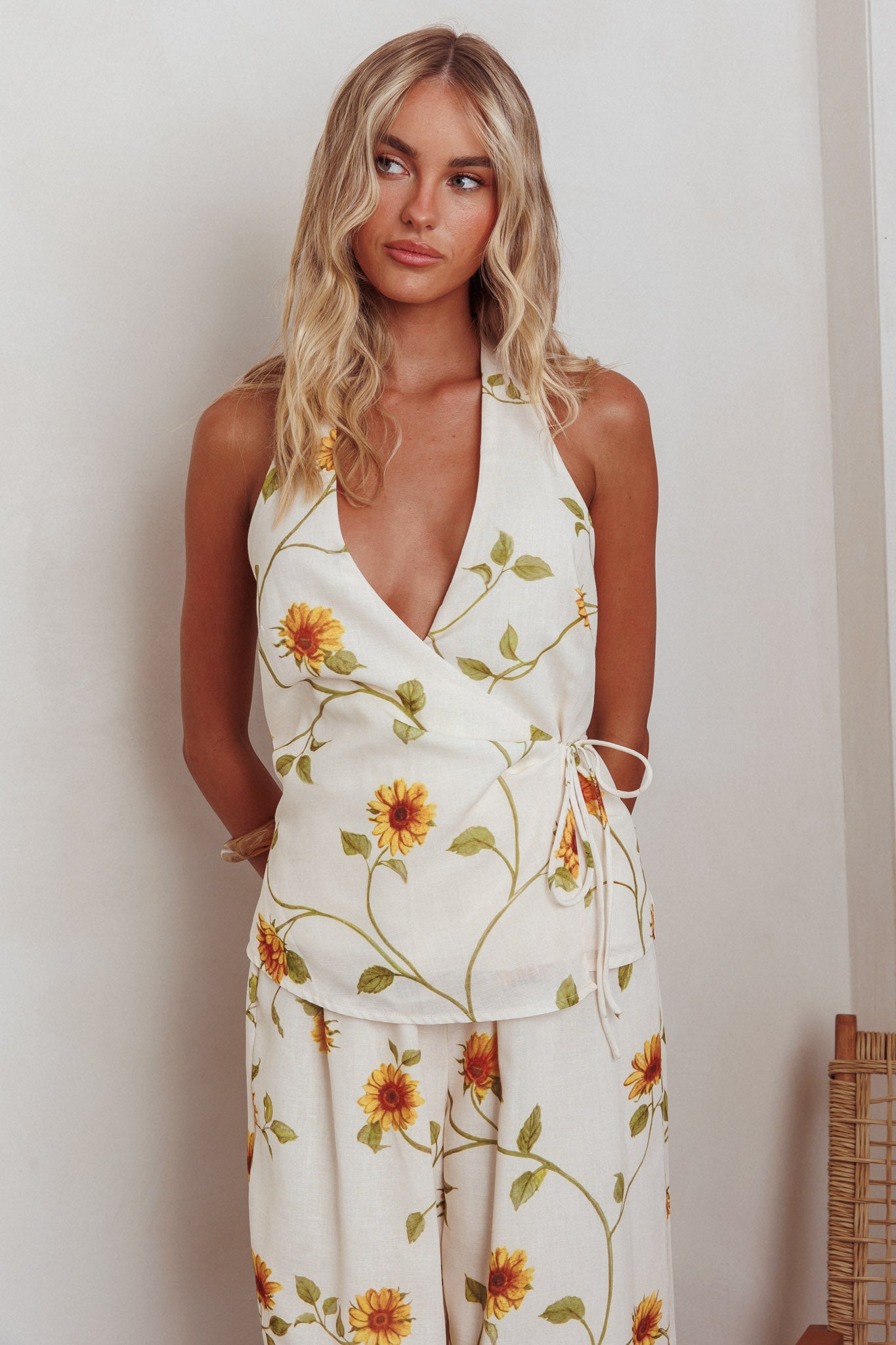 Sway Waist-Tie Halter Top Sunflower by Selfie Leslie Australia