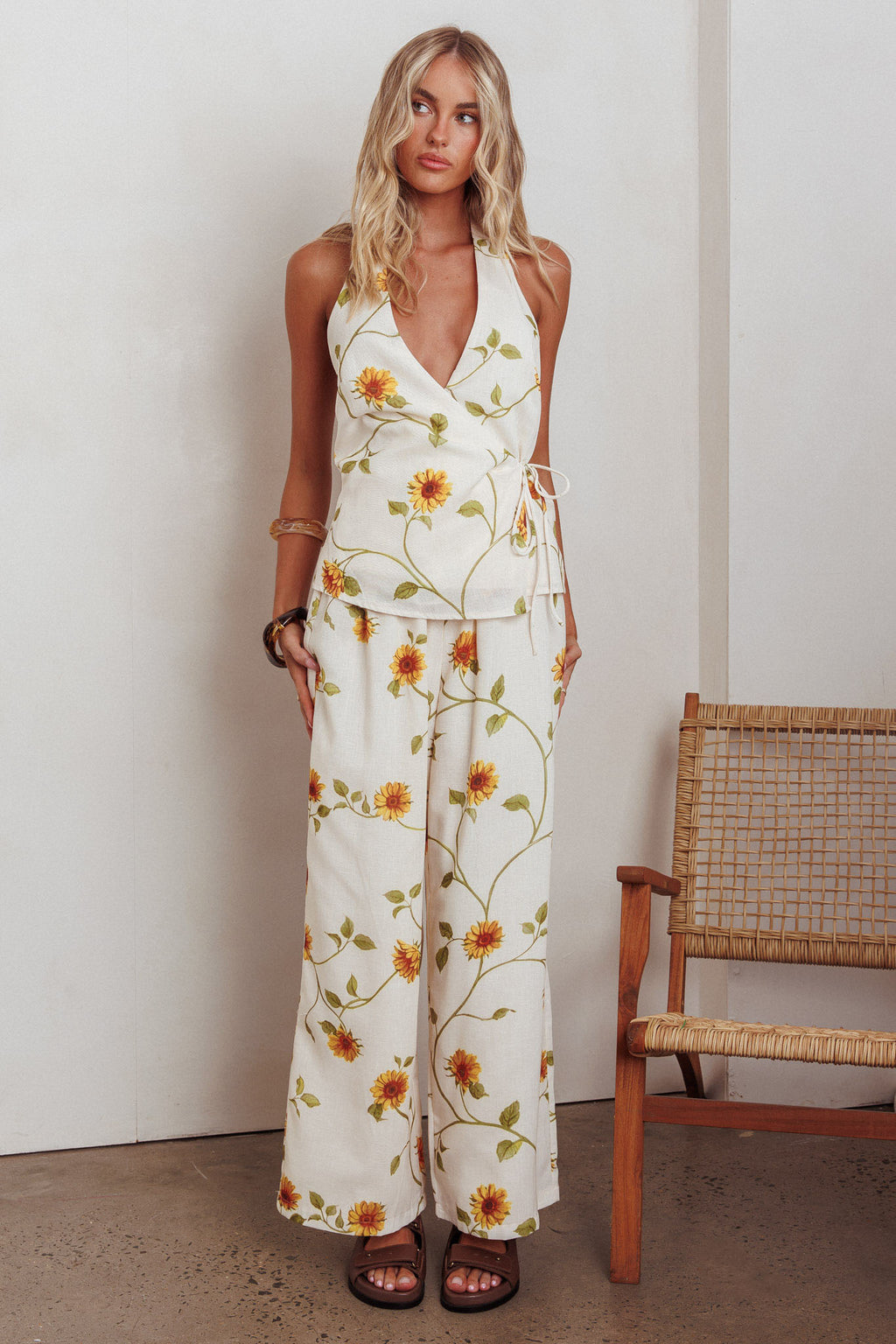Sway Waist-Tie Halter Top Sunflower by Selfie Leslie Australia