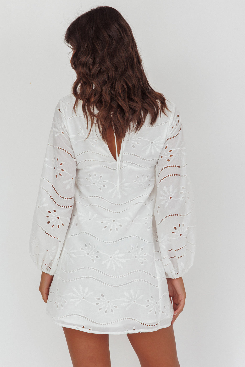 Long Weekend Eyelet Mini Dress White by Selfie Leslie Australia