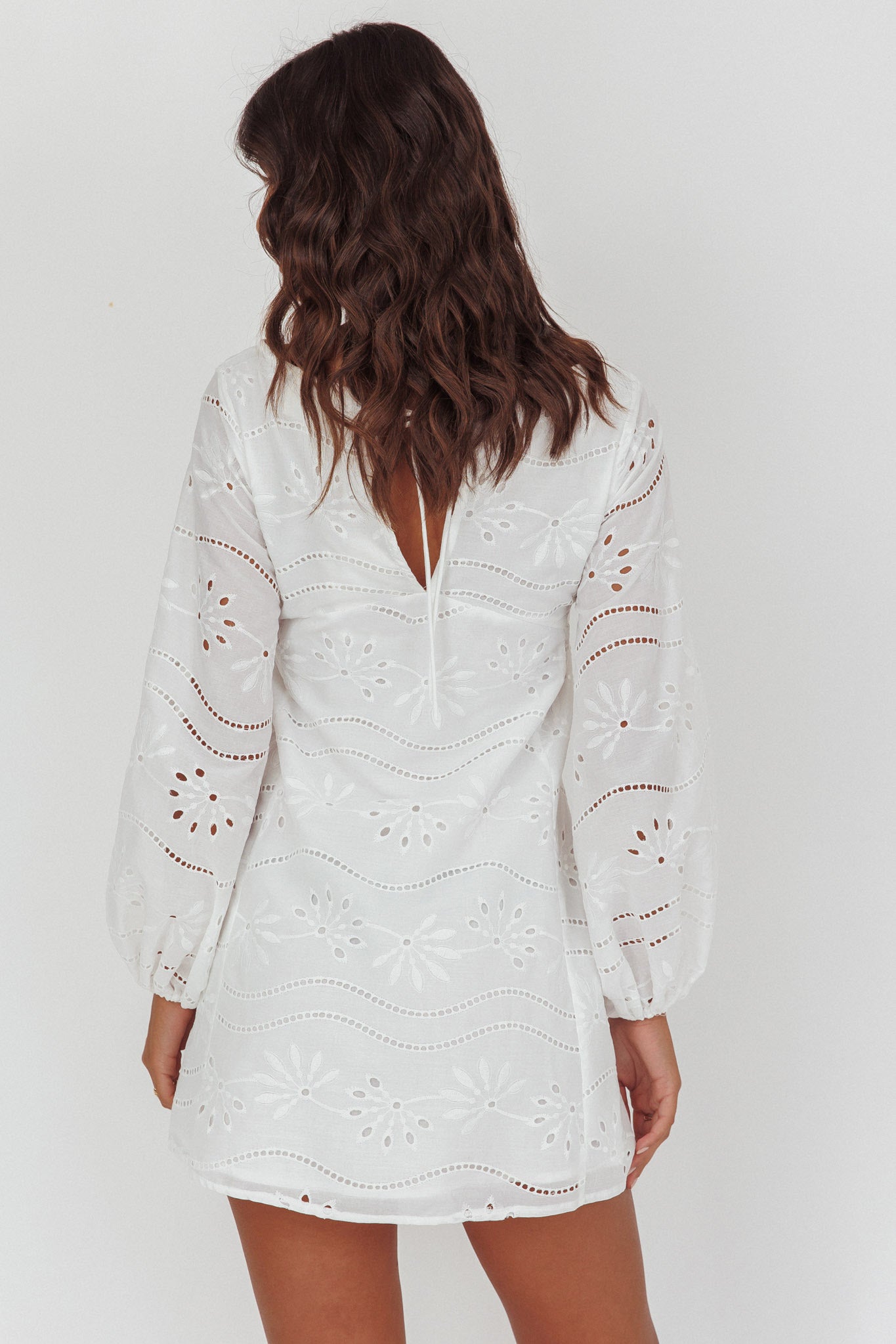 Long Weekend Eyelet Mini Dress White by Selfie Leslie Australia