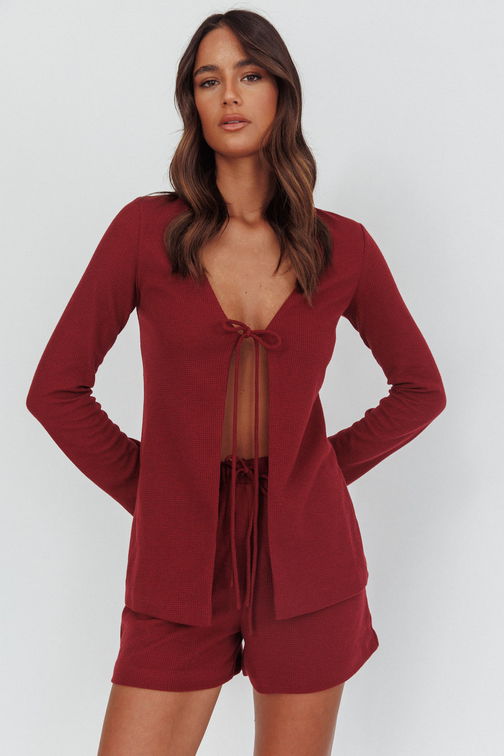 Ryder Drawstring Shorts Burgundy by Selfie Leslie Australia