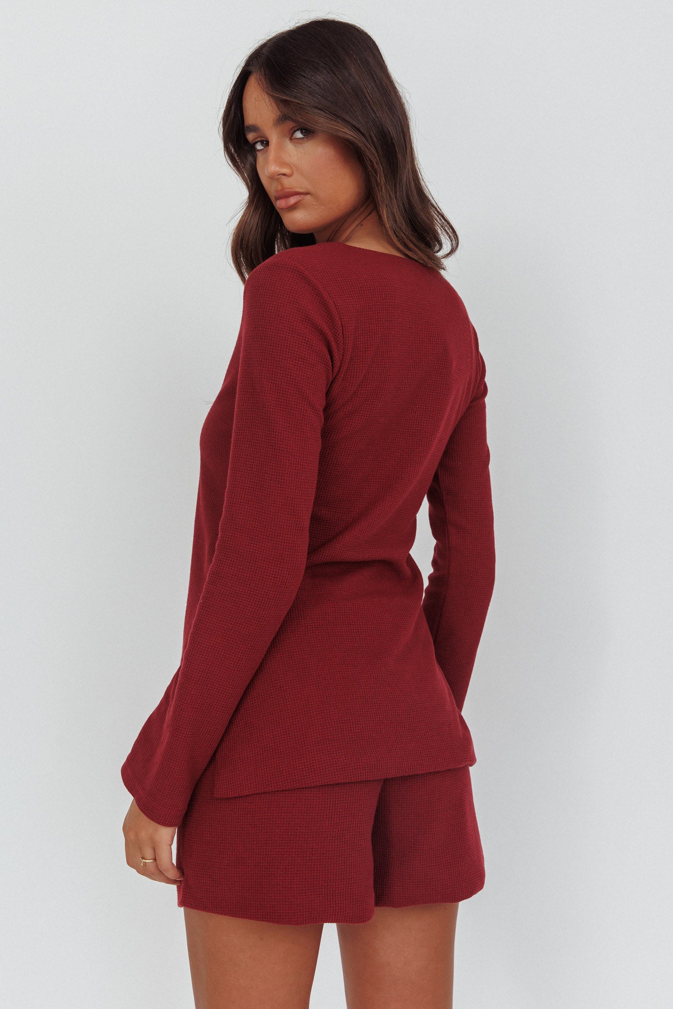 Ryder Drawstring Shorts Burgundy by Selfie Leslie Australia