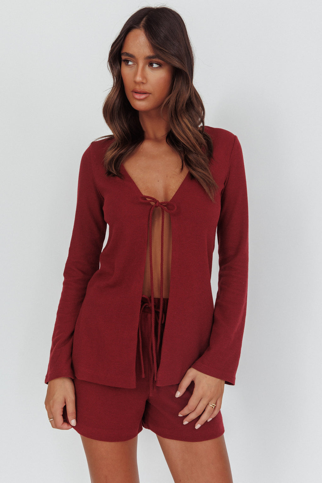 Ryder Drawstring Shorts Burgundy by Selfie Leslie Australia