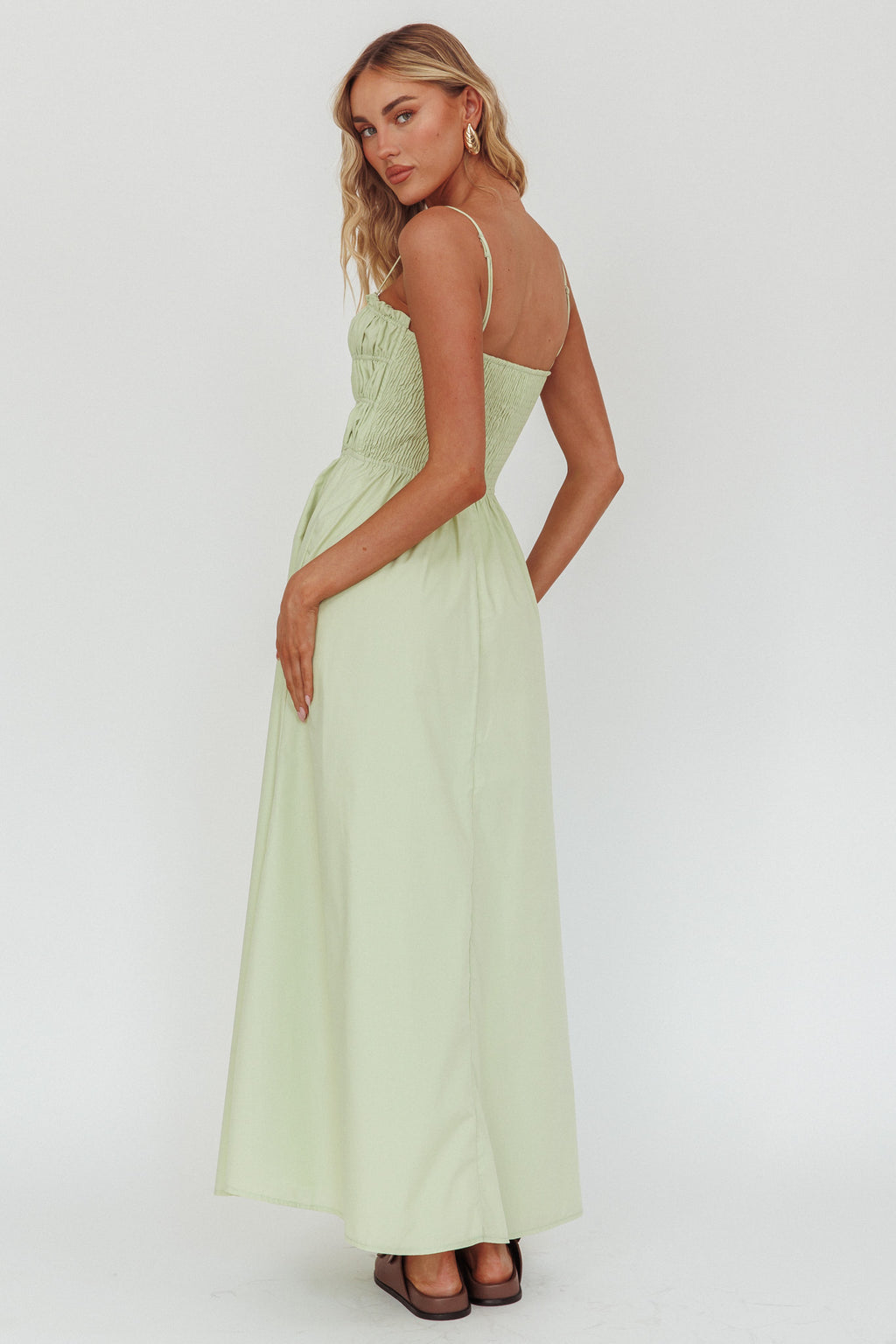 Remember When Tied Bodice Maxi Dress Sage by Selfie Leslie Australia