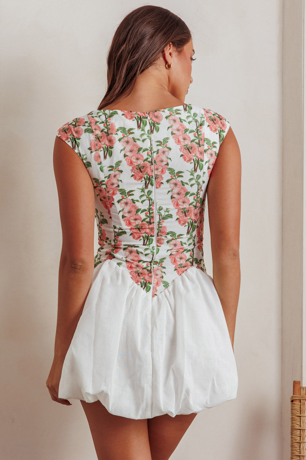 Gracelina Cap Sleeve Bubble Hem Mini Dress Floral Pink by Selfie Leslie Australia