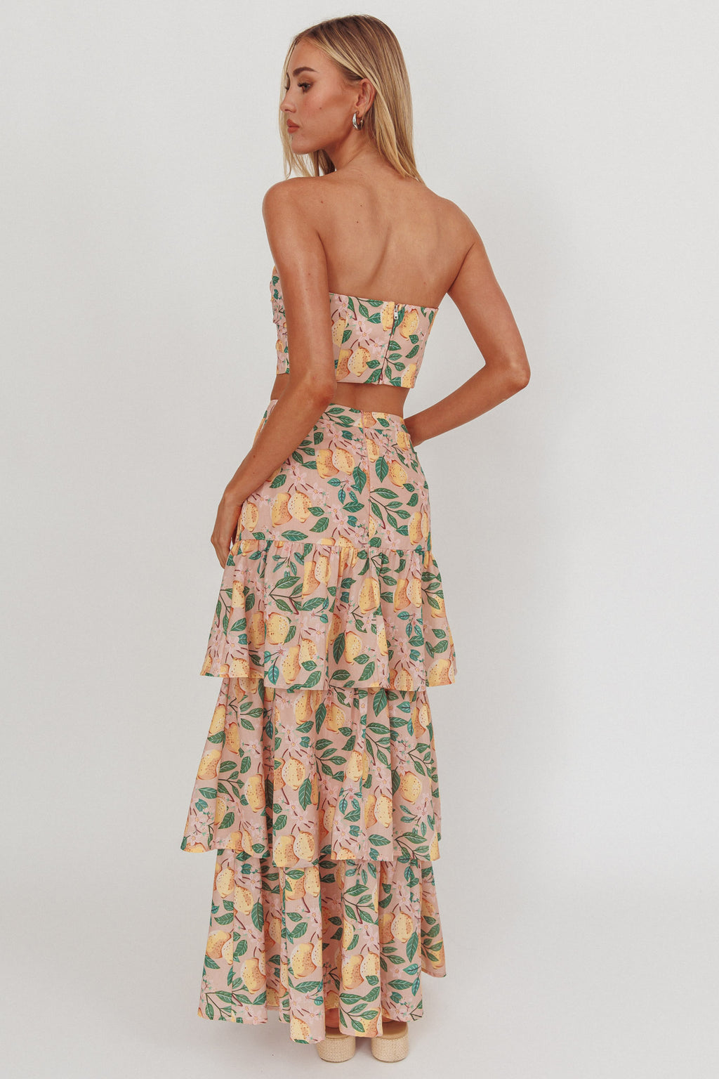 Ezmeralda Tiered Ruffle Maxi Skirt Lemon by Selfie Leslie Australia