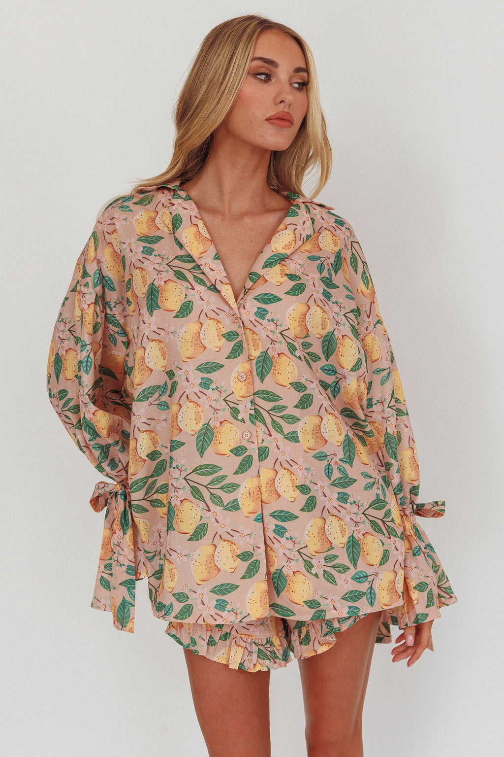 Telling Secrets Tied Cuff Top Lemon by Selfie Leslie Australia