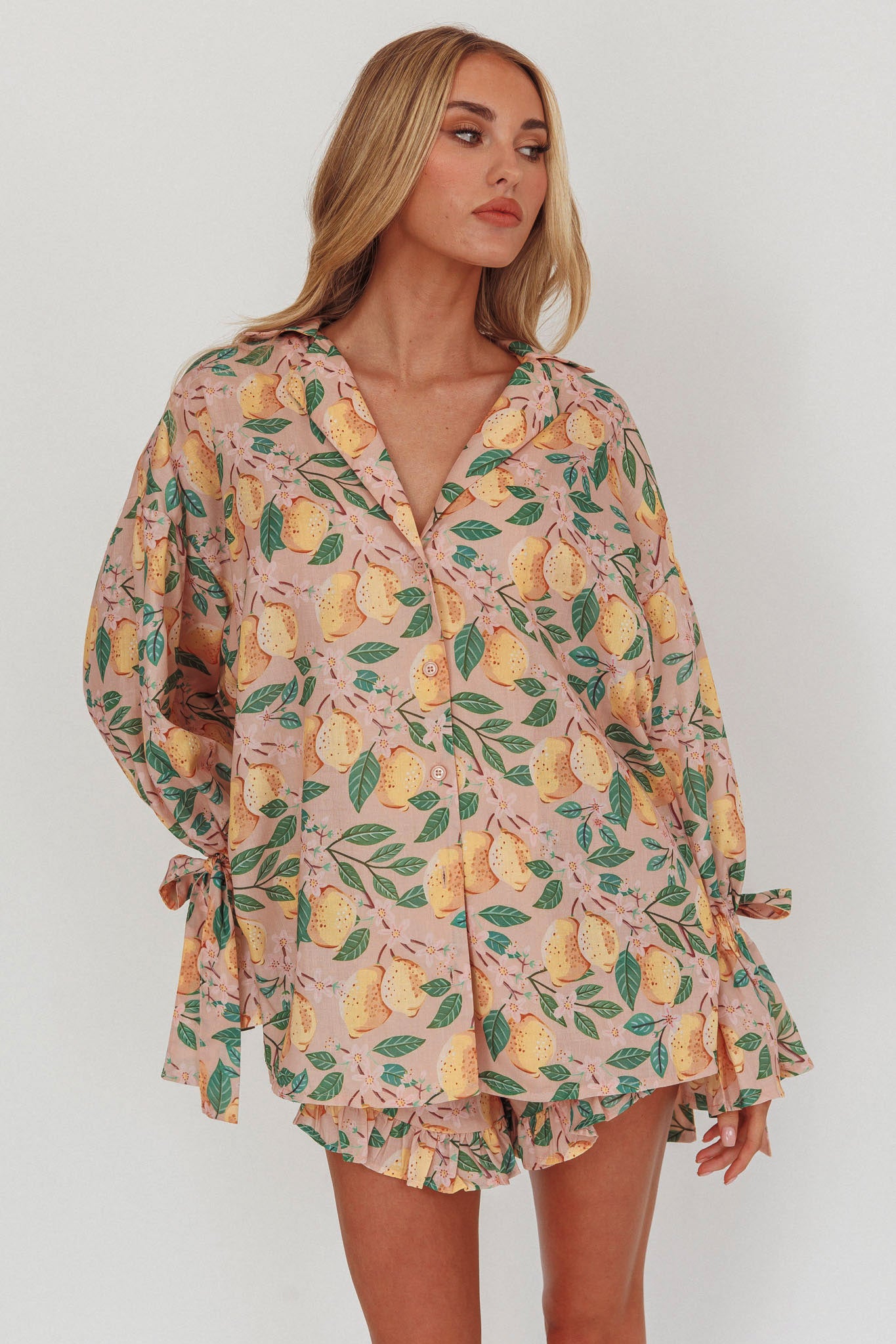 Telling Secrets Tied Cuff Top Lemon by Selfie Leslie Australia