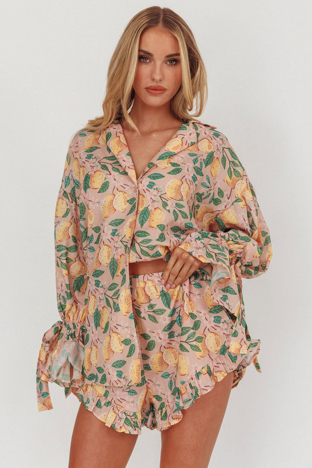 Telling Secrets Tied Cuff Top Lemon by Selfie Leslie Australia