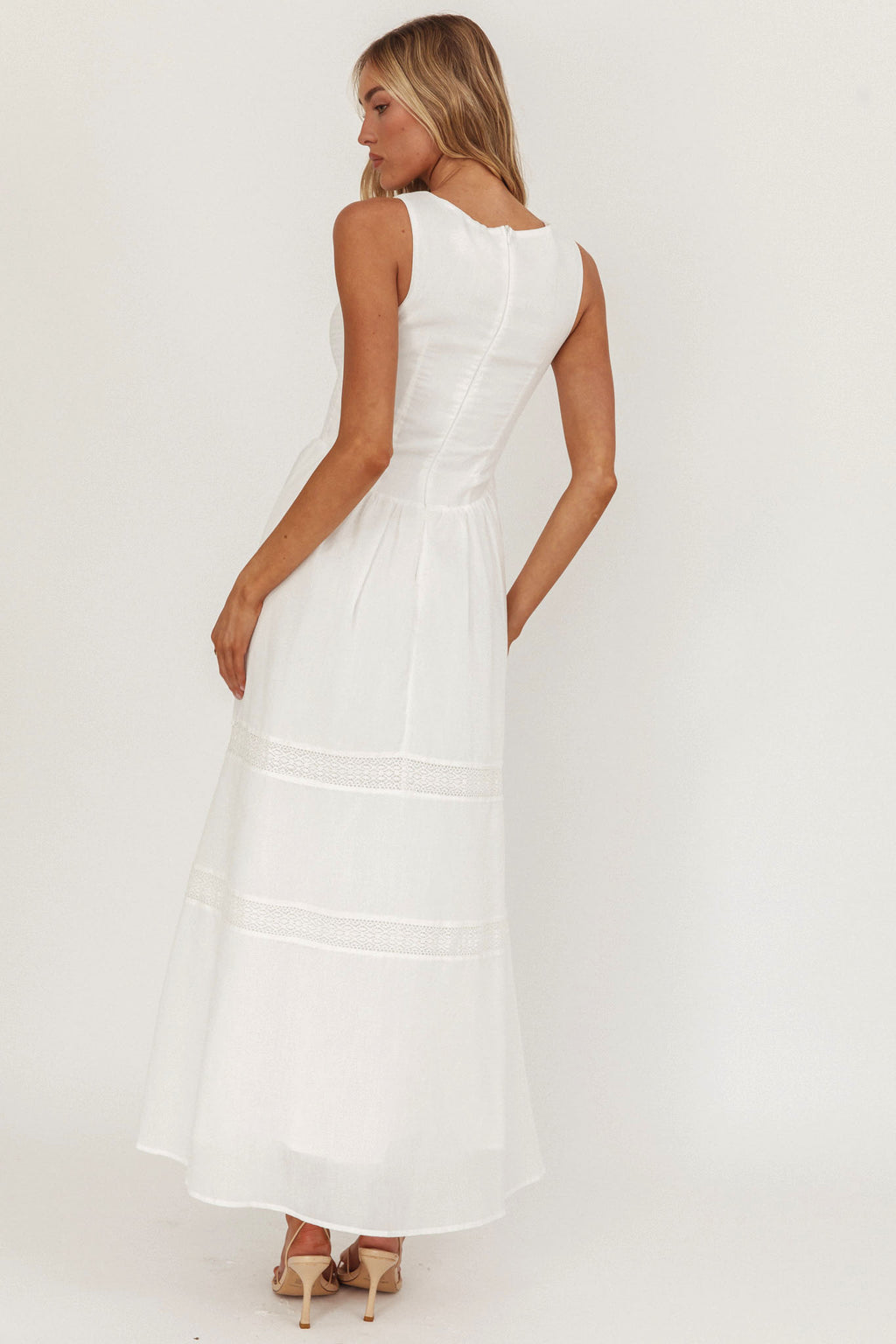 Smith Shirred Bodice Midi Dress White by Selfie Leslie Australia