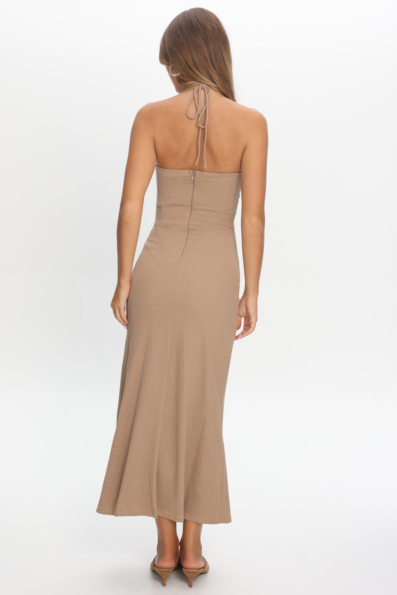 Letisha Textured Halter Maxi Dress Clay by Selfie Leslie Australia