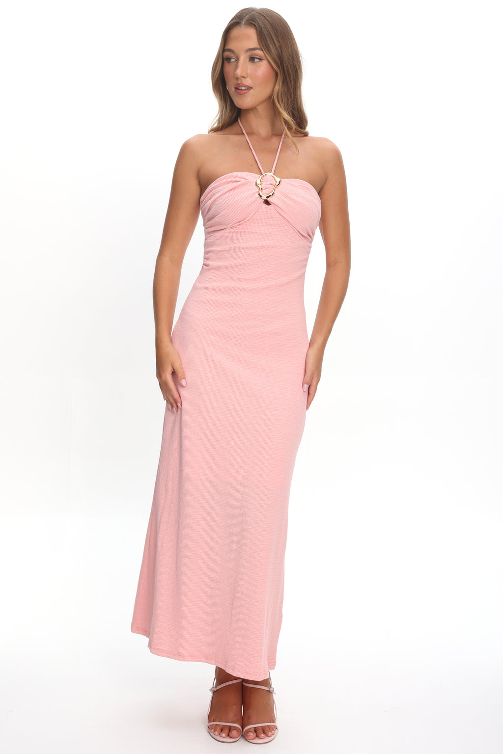 Letisha Textured Halter Maxi Dress Pink by Selfie Leslie Australia