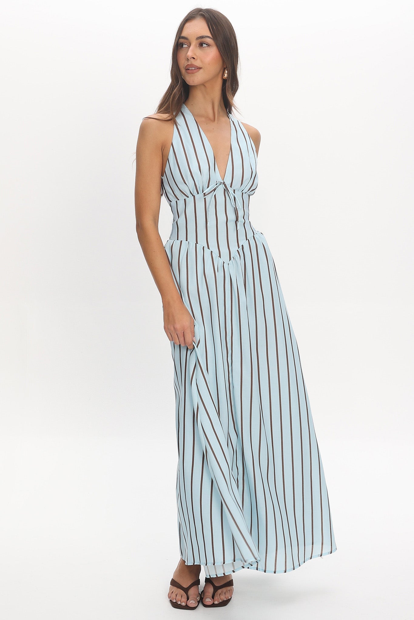 Cabana Stripe Maxi Dress Light Blue