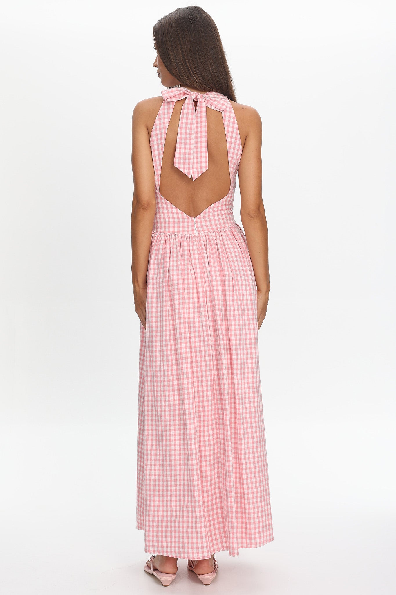 Sundrenched Halter Maxi Dress Checker Pink by Selfie Leslie Australia