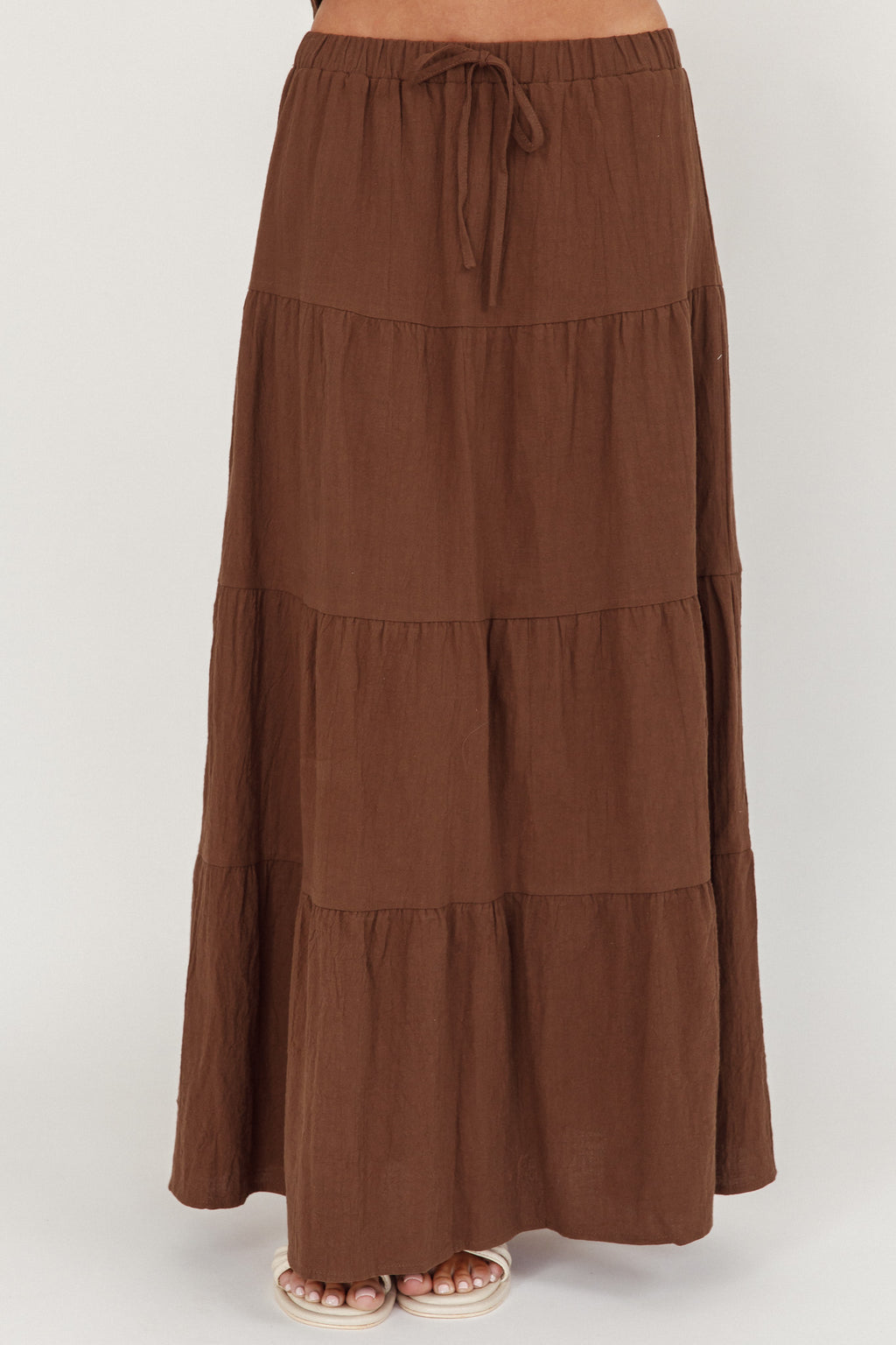 Under The Moons Tie Waist Maxi Skirt Cocoa by Selfie Leslie Australia