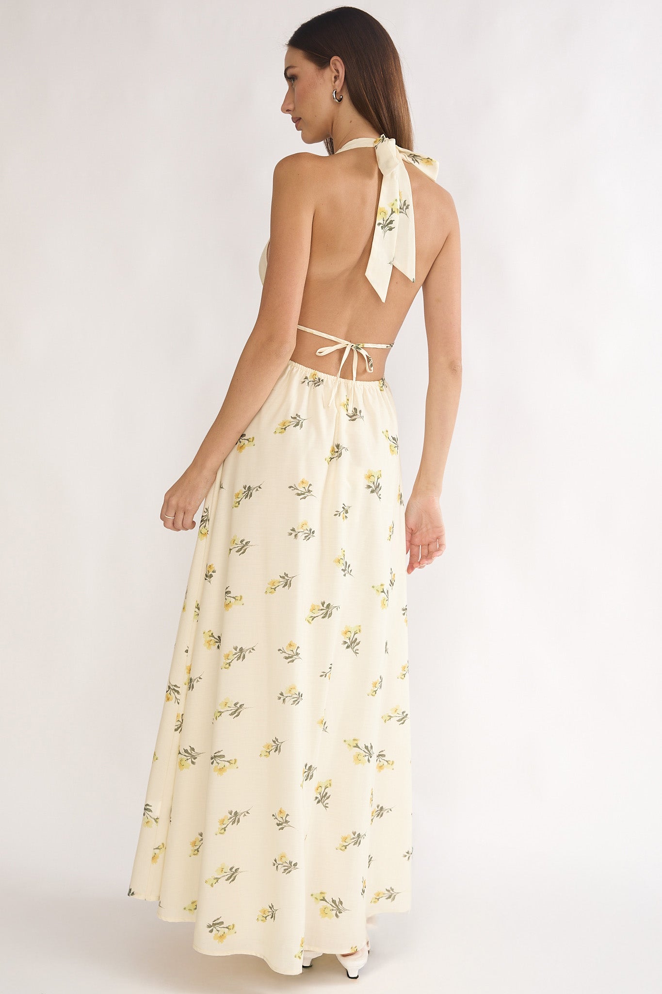 Under The Moons Tied Front Maxi Dress Floral Yellow by Selfie Leslie Australia