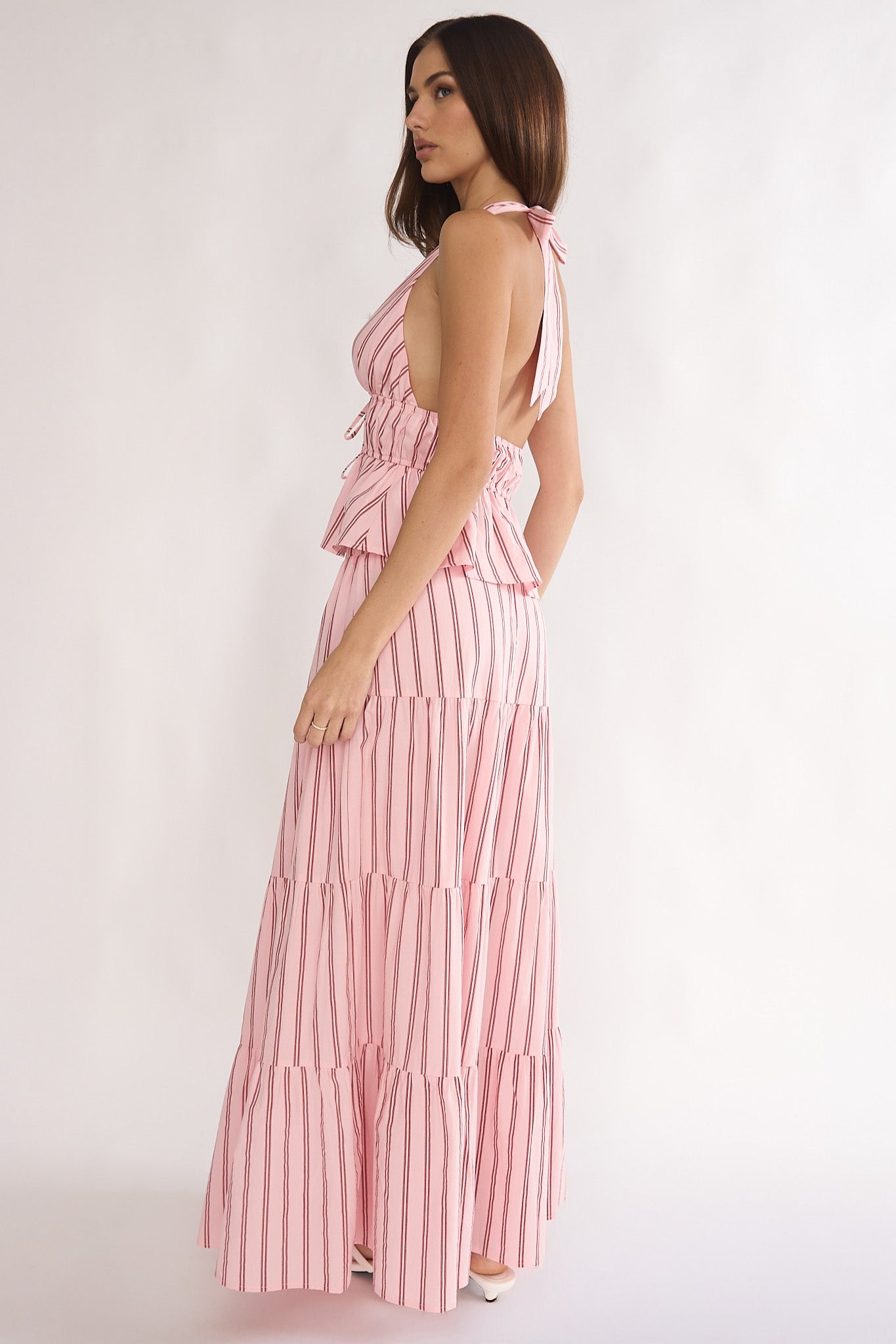 Under The Moons A-Line Maxi Skirt Stripe Pink by Selfie Leslie Australia