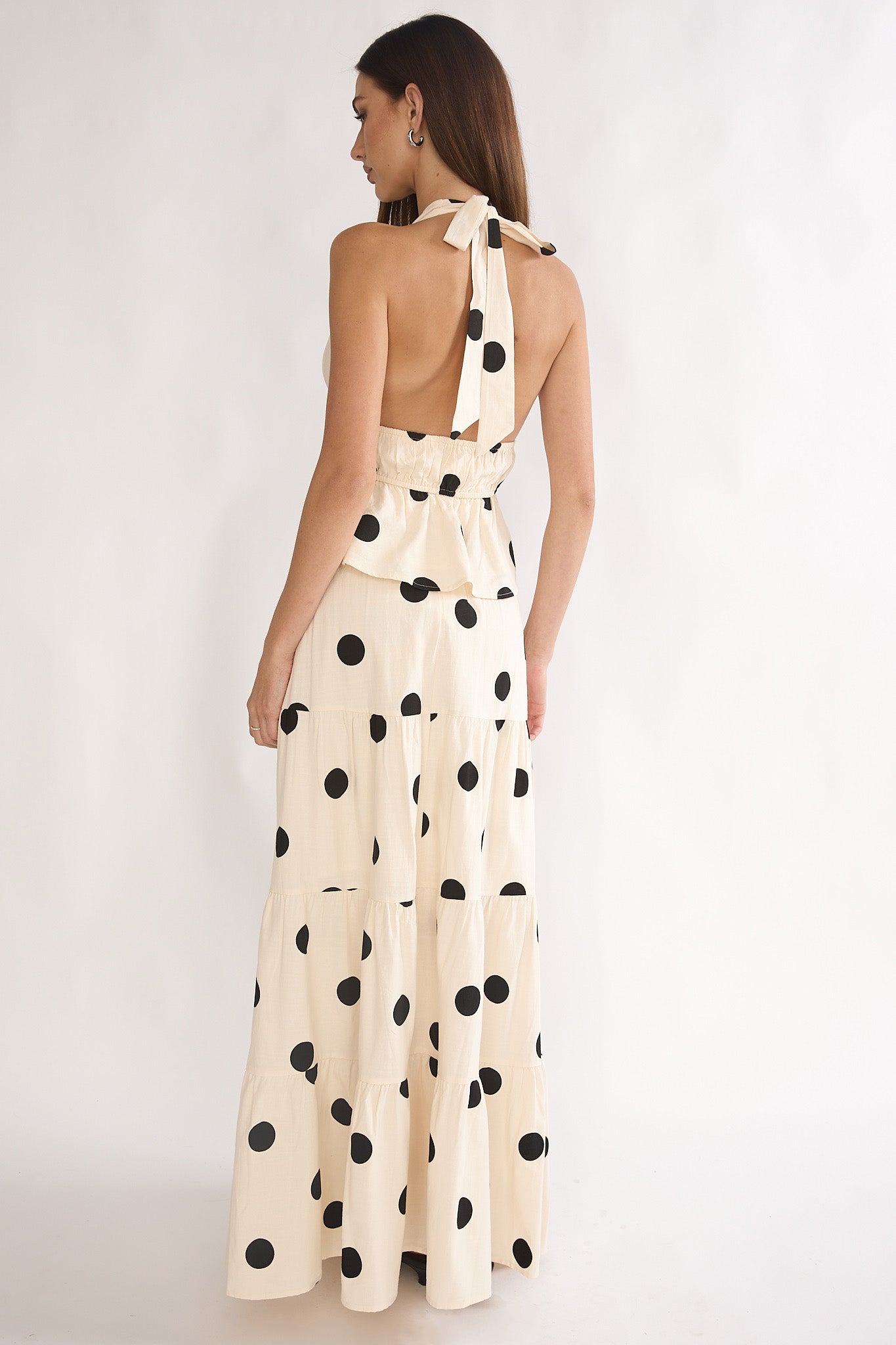 Under The Moons A-Line Maxi Skirt Polka Dot Beige by Selfie Leslie Australia
