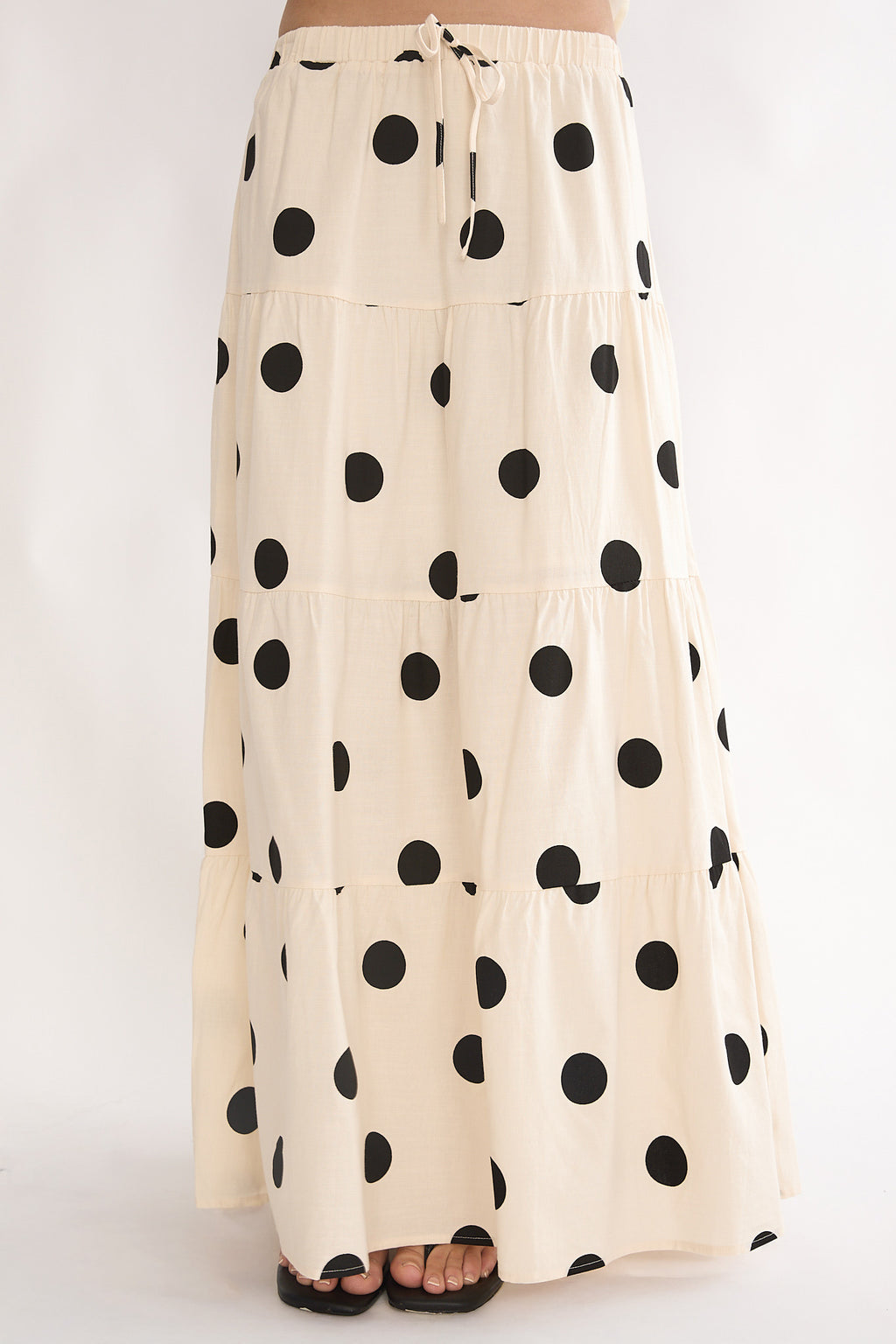 Under The Moons A-Line Maxi Skirt Polka Dot Beige by Selfie Leslie Australia
