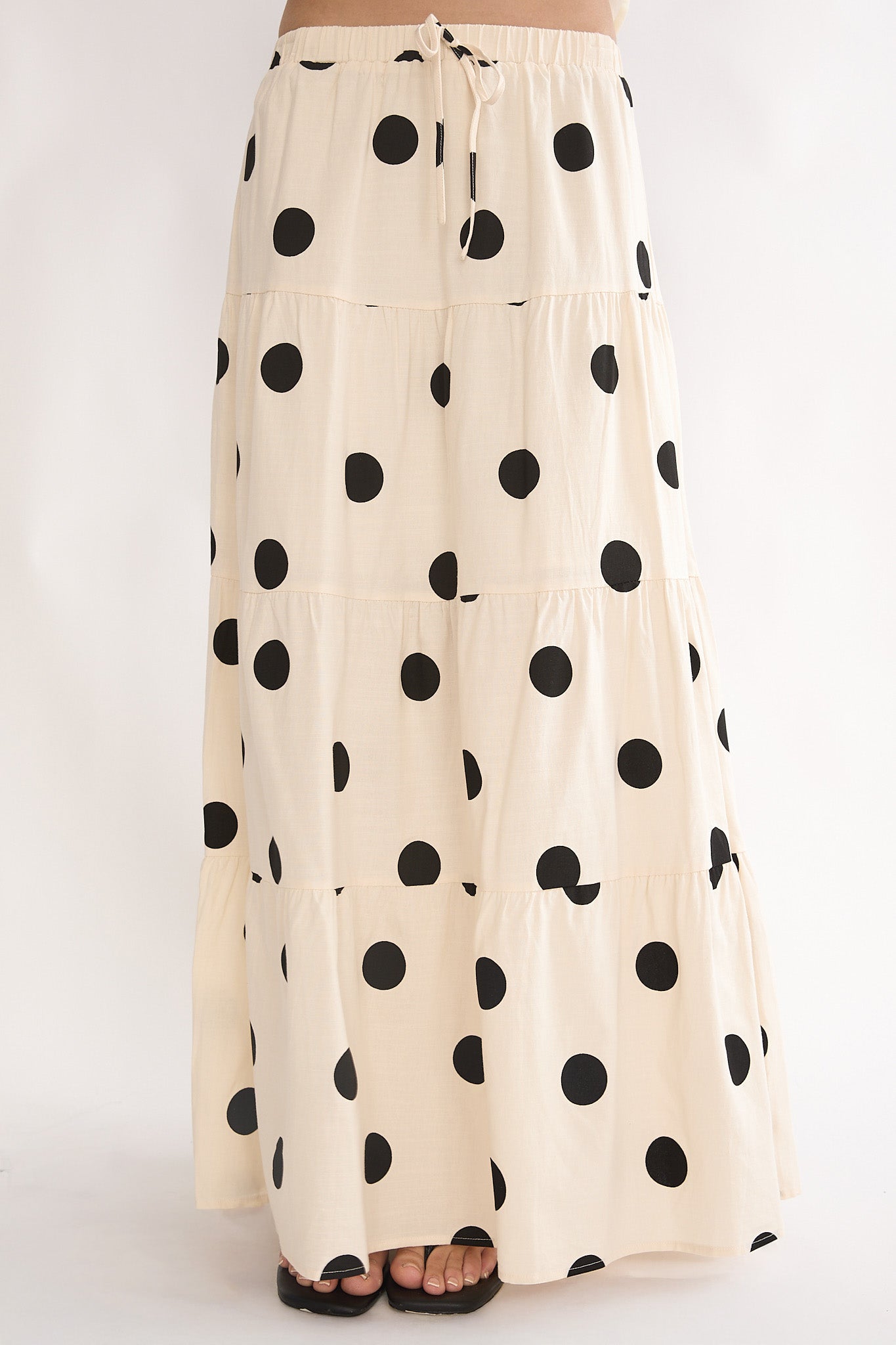 Under The Moons A-Line Maxi Skirt Polka Dot Beige by Selfie Leslie Australia