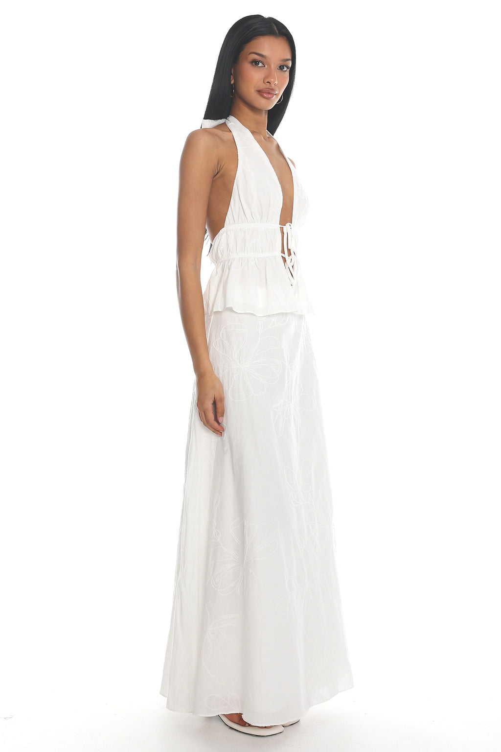 Under The Moons A-Line Maxi Skirt White by Selfie Leslie Australia