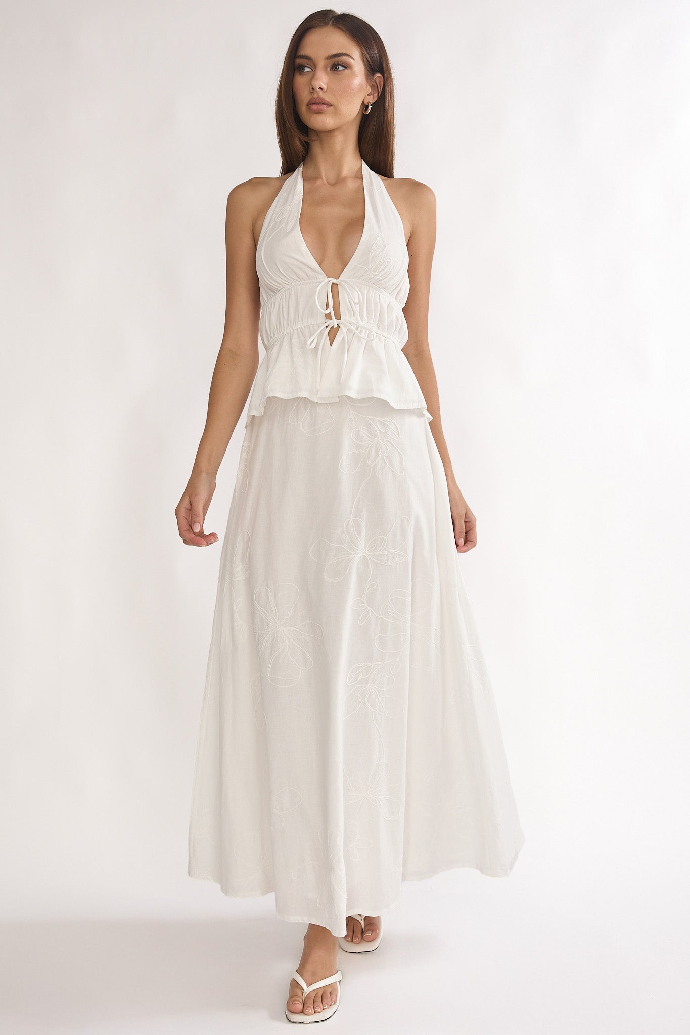 Under The Moons A-Line Maxi Skirt White by Selfie Leslie Australia