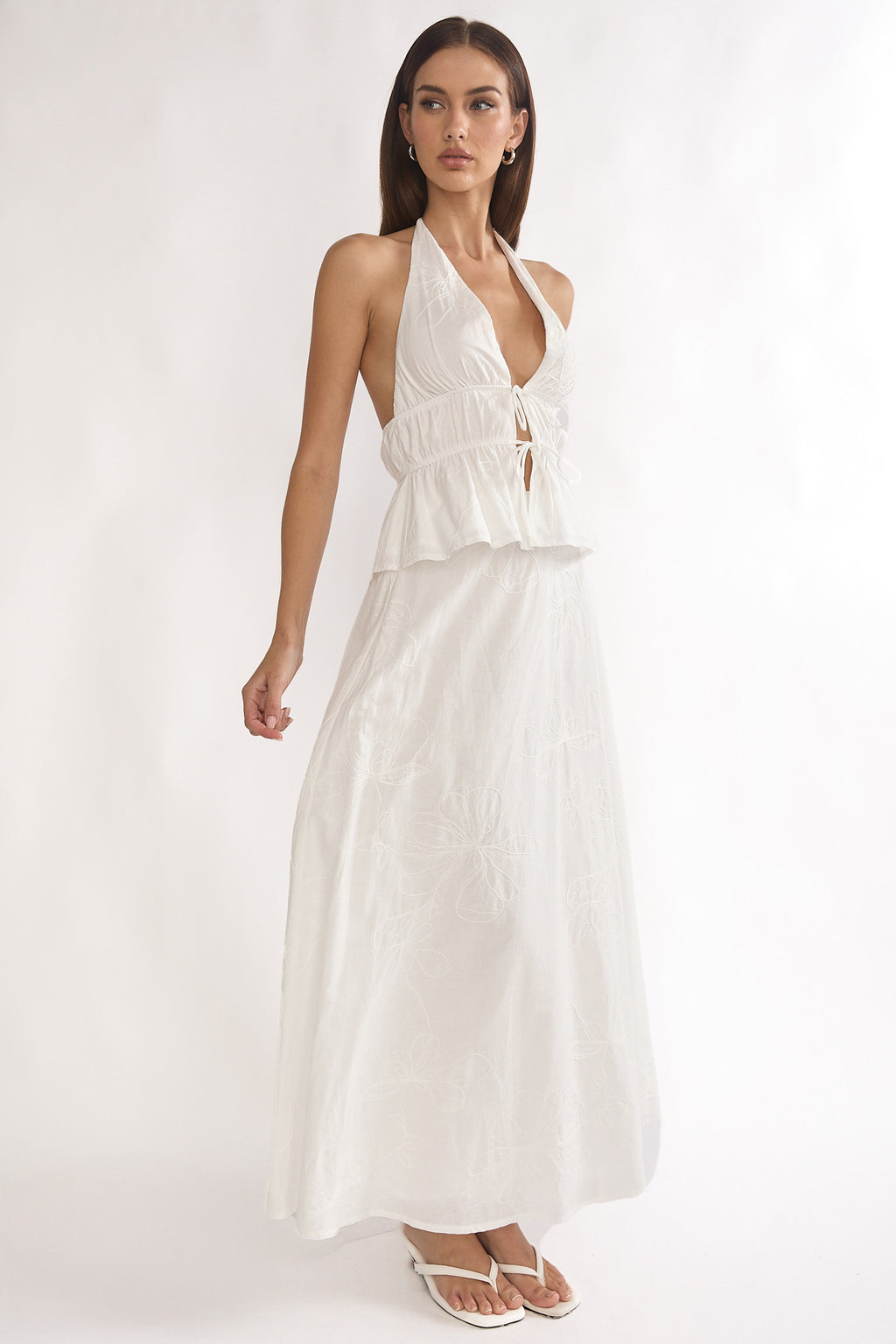 Under The Moons A-Line Maxi Skirt White by Selfie Leslie Australia
