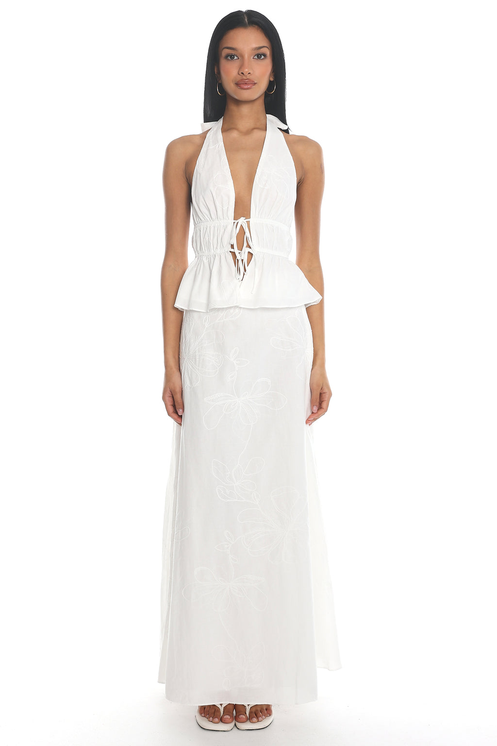 Under The Moons Tied Front Halter Top White by Selfie Leslie Australia