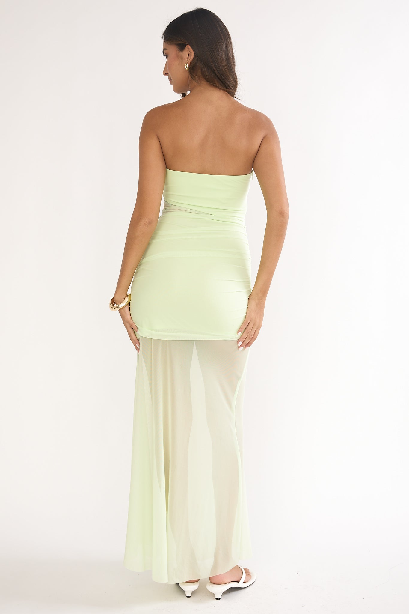 Lumiere Strapless Sheer Mesh Dress Lime by Selfie Leslie Australia