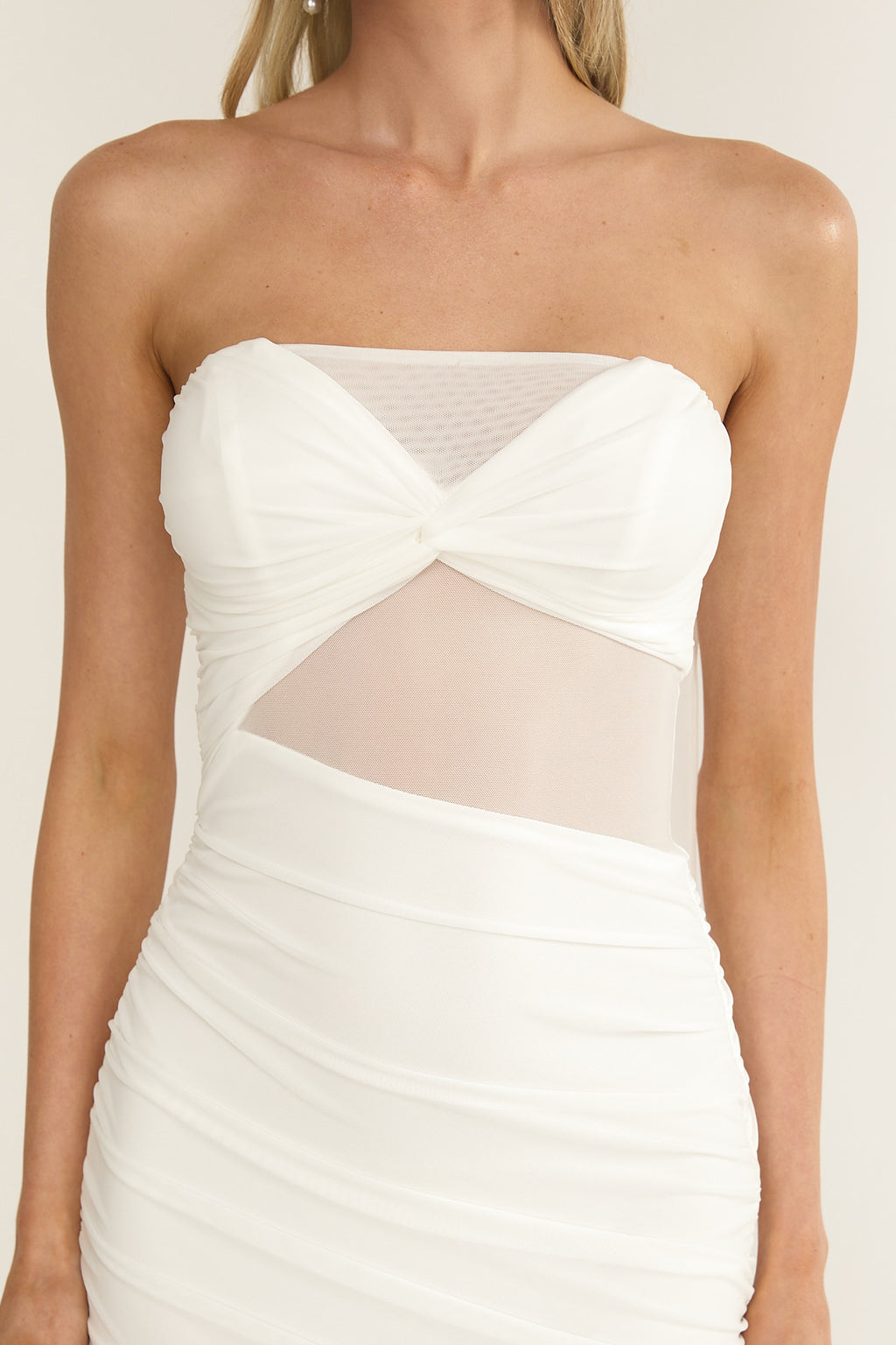 Lumiere Strapless Sheer Mesh Dress White by Selfie Leslie Australia