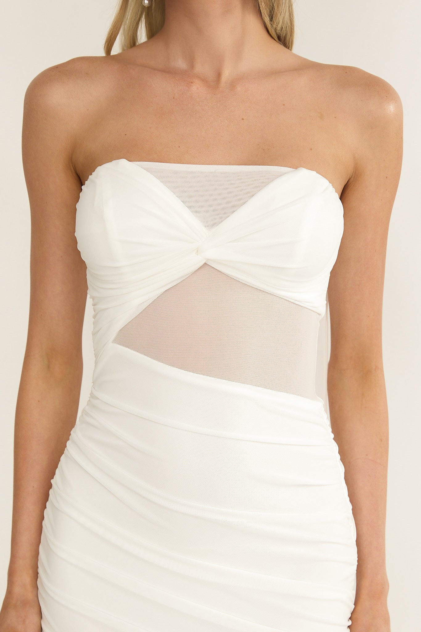 Lumiere Strapless Sheer Mesh Dress White by Selfie Leslie Australia