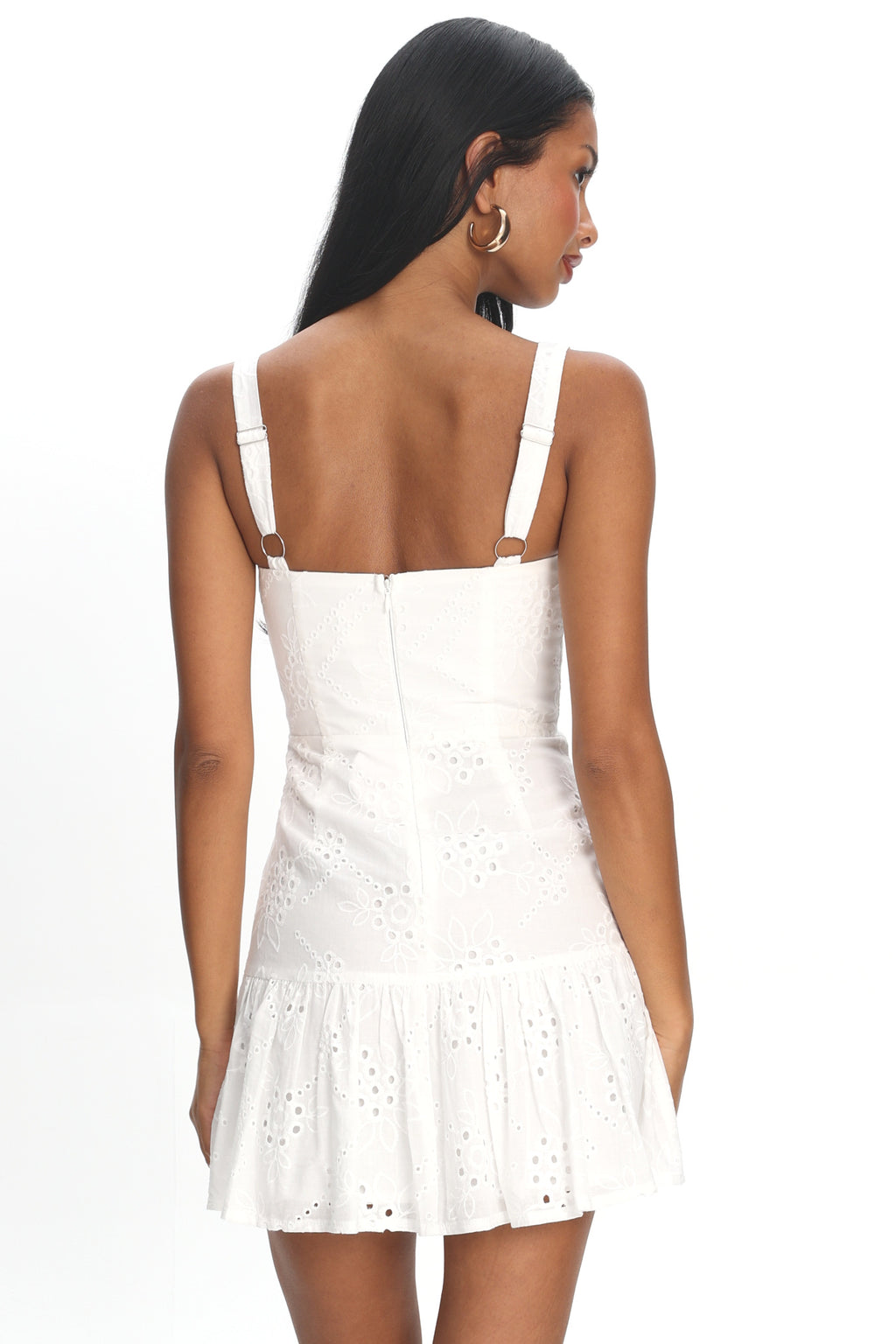 Rachelle Tied Bust Ruched Mini Dress Eyelet White by Selfie Leslie Australia