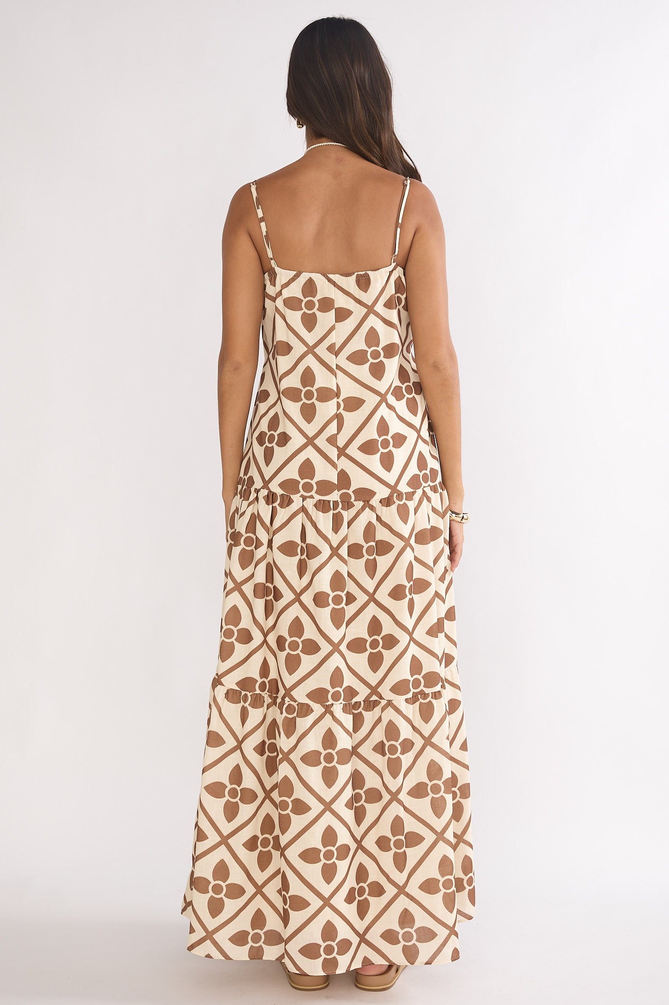 Lysette Pintuck Pleat Maxi Dress Brown Multi by Selfie Leslie Australia