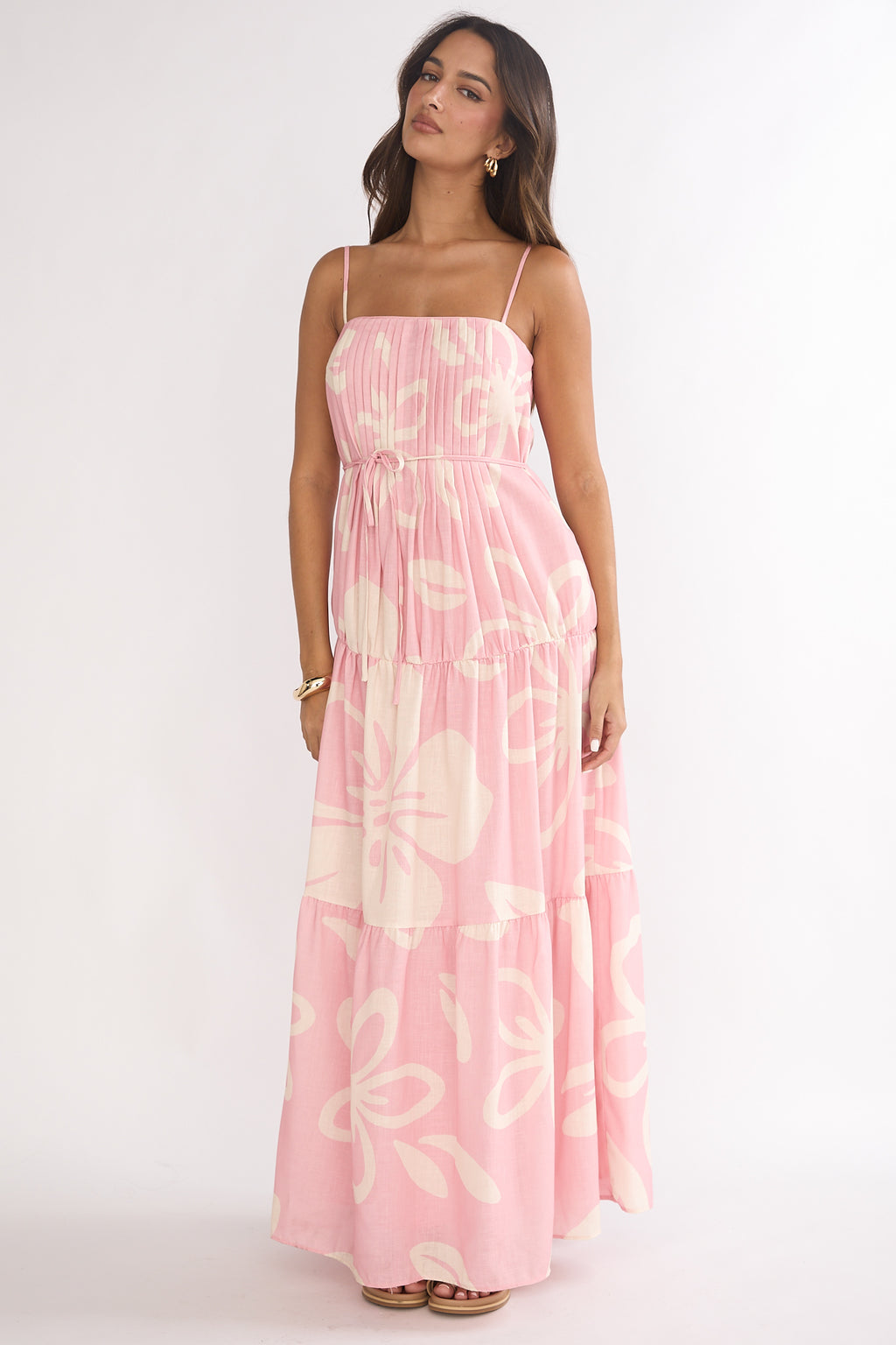 Lysette Pintuck Pleat Maxi Dress Floral by Selfie Leslie Australia