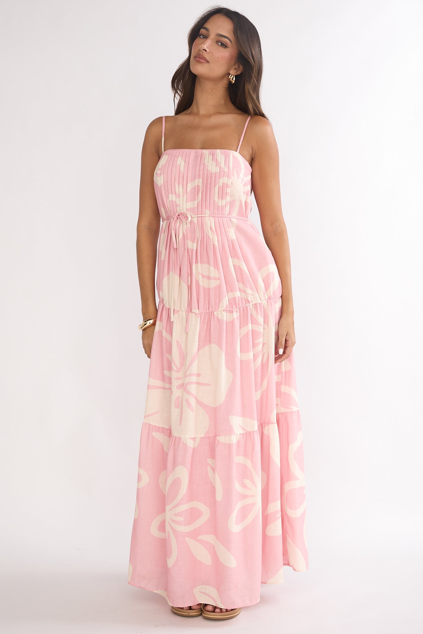 Lysette Pintuck Pleat Maxi Dress Floral by Selfie Leslie Australia