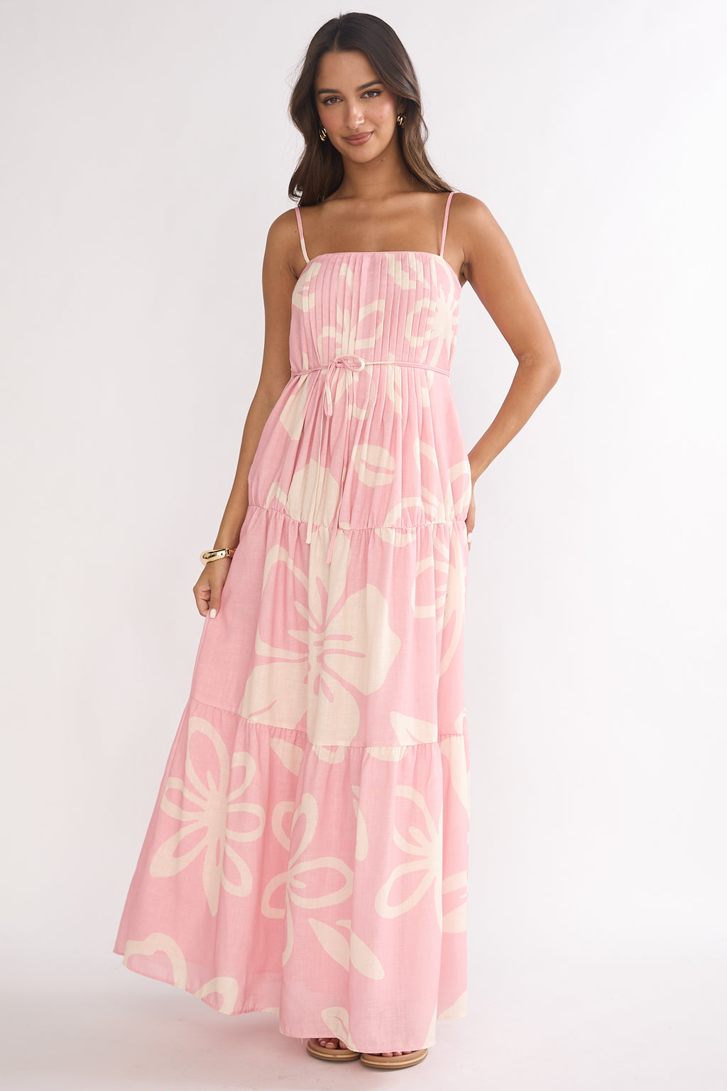 Lysette Pintuck Pleat Maxi Dress Floral by Selfie Leslie Australia