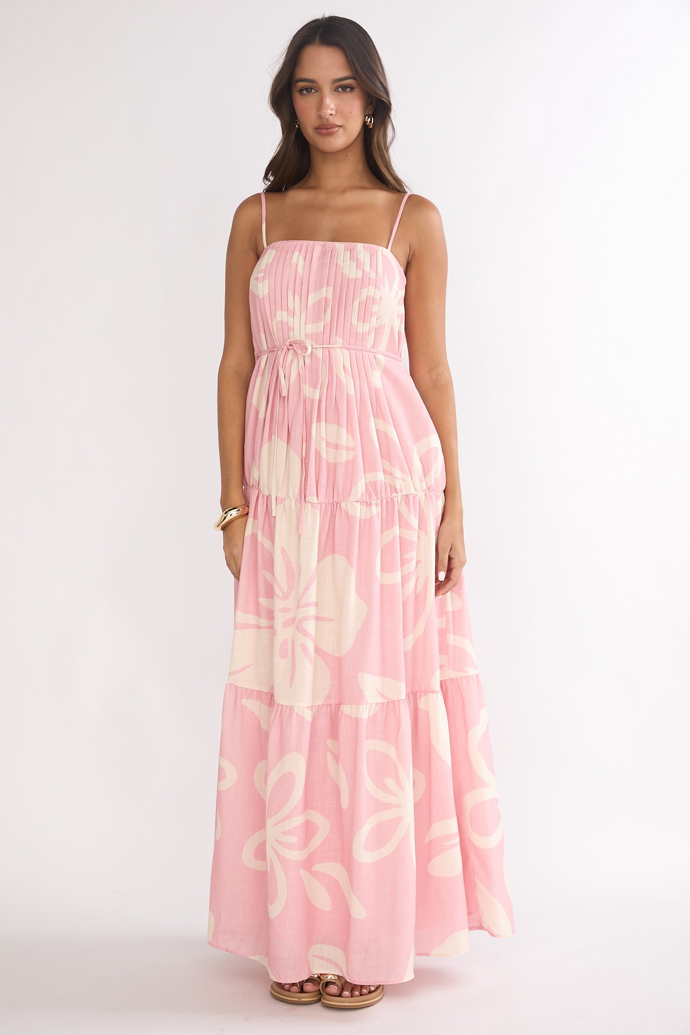 Lysette Pintuck Pleat Maxi Dress Floral by Selfie Leslie Australia