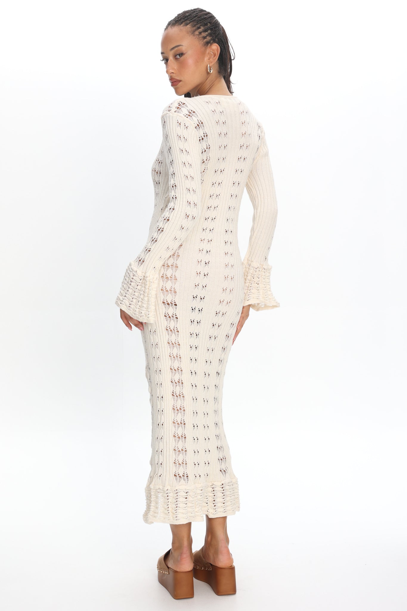 Portside Long Sleeve Knit Maxi Dress Cream by Selfie Leslie Australia