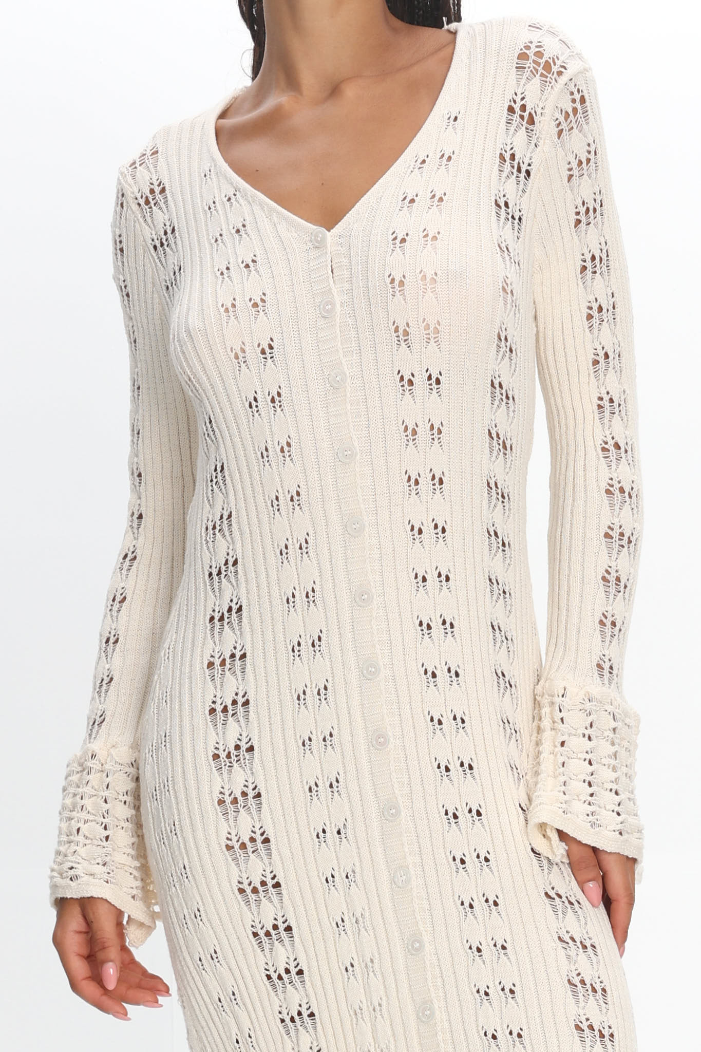 Portside Long Sleeve Knit Maxi Dress Cream by Selfie Leslie Australia