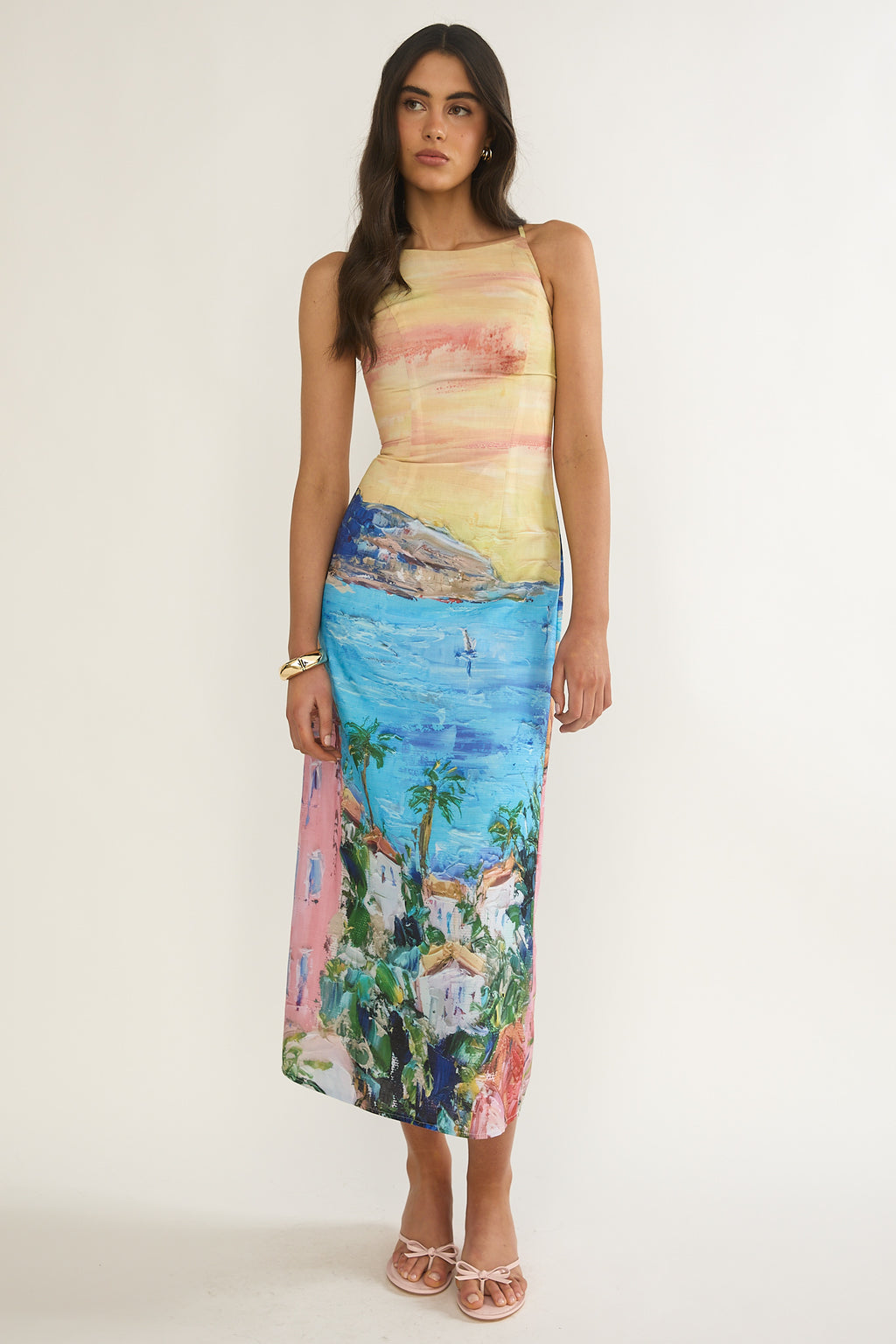 No Ordinary Girl Tied Back Maxi Dress Euro Print by Selfie Leslie Australia