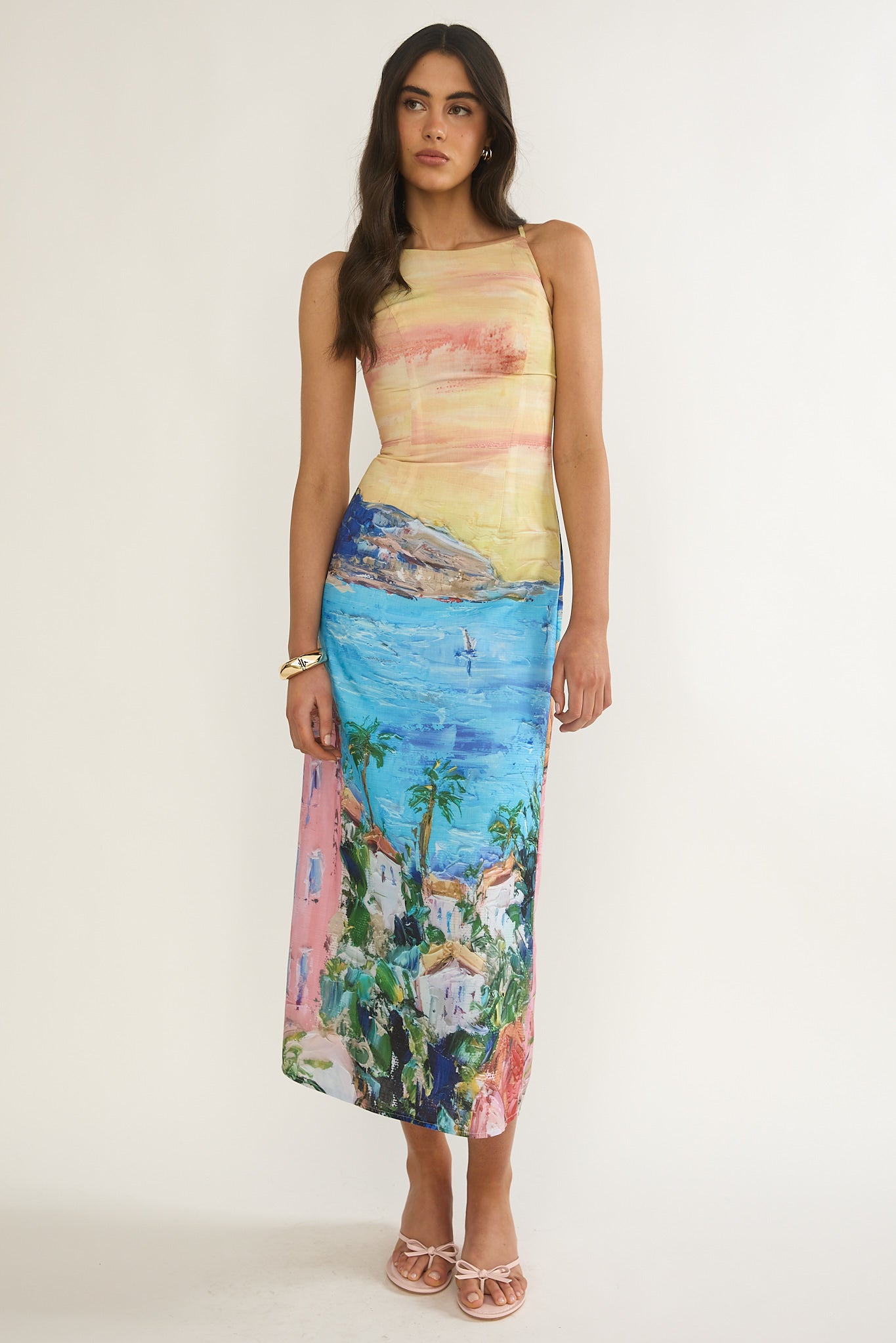 No Ordinary Girl Tied Back Maxi Dress Euro Print by Selfie Leslie Australia