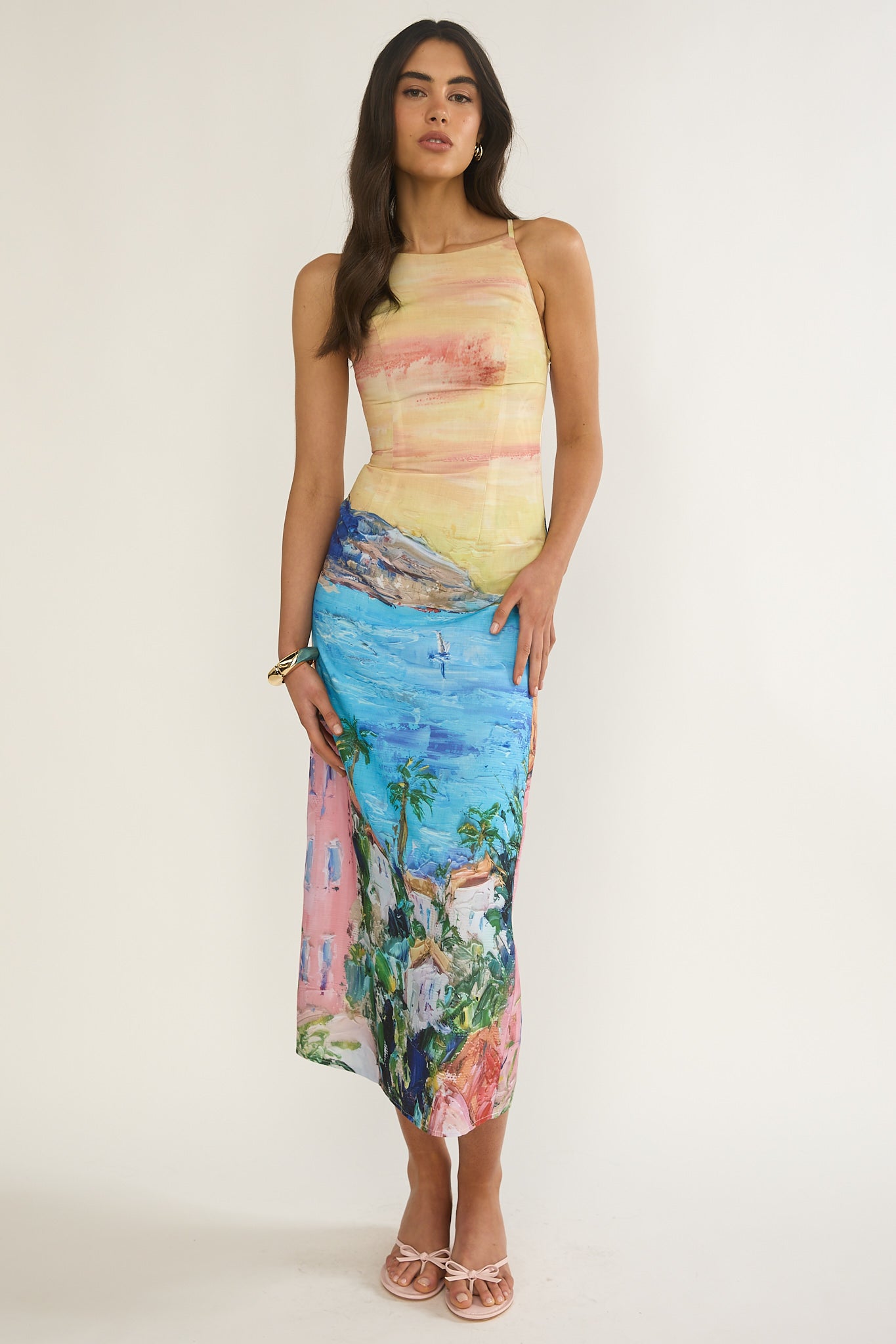 No Ordinary Girl Tied Back Maxi Dress Euro Print by Selfie Leslie Australia