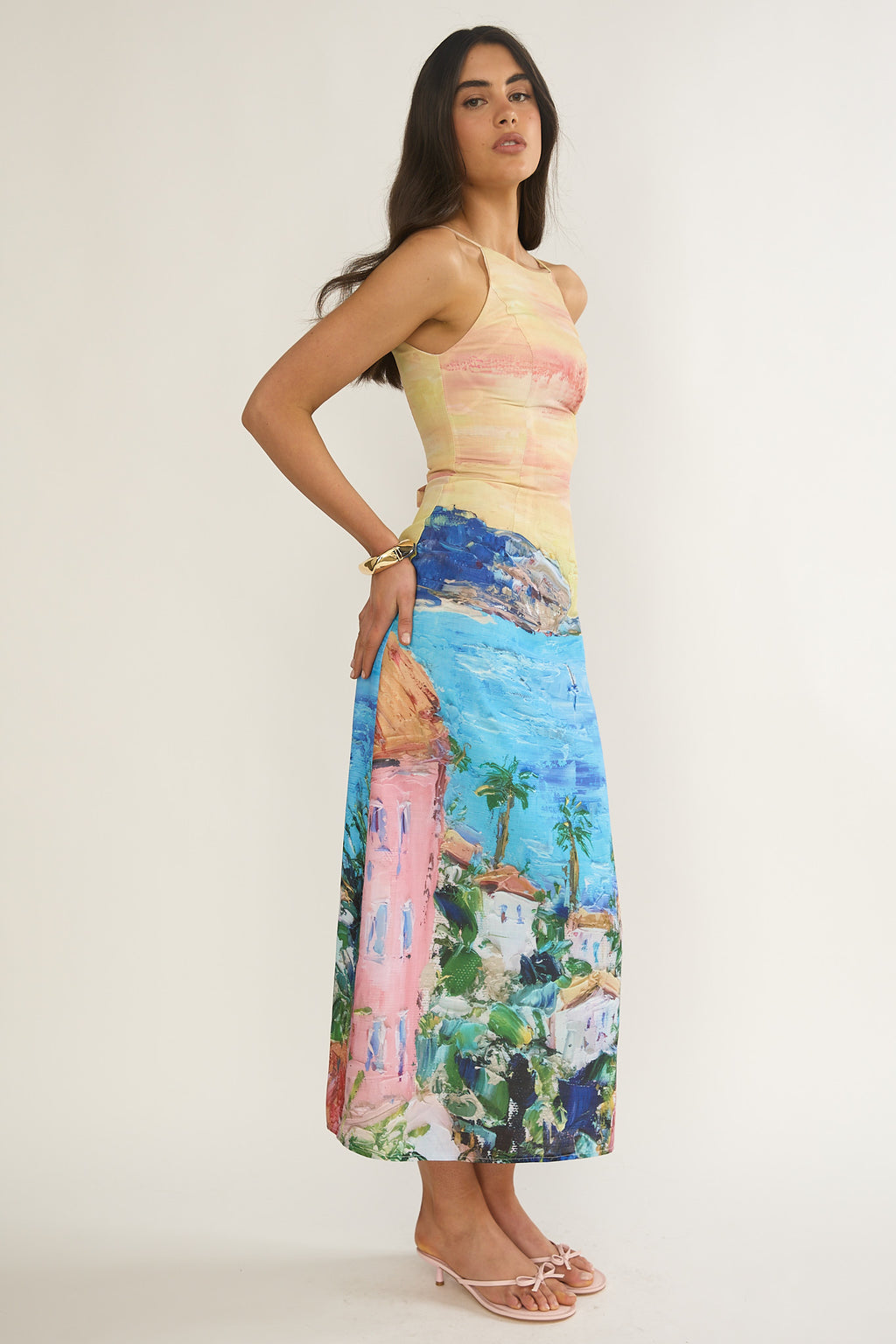 No Ordinary Girl Tied Back Maxi Dress Euro Print by Selfie Leslie Australia