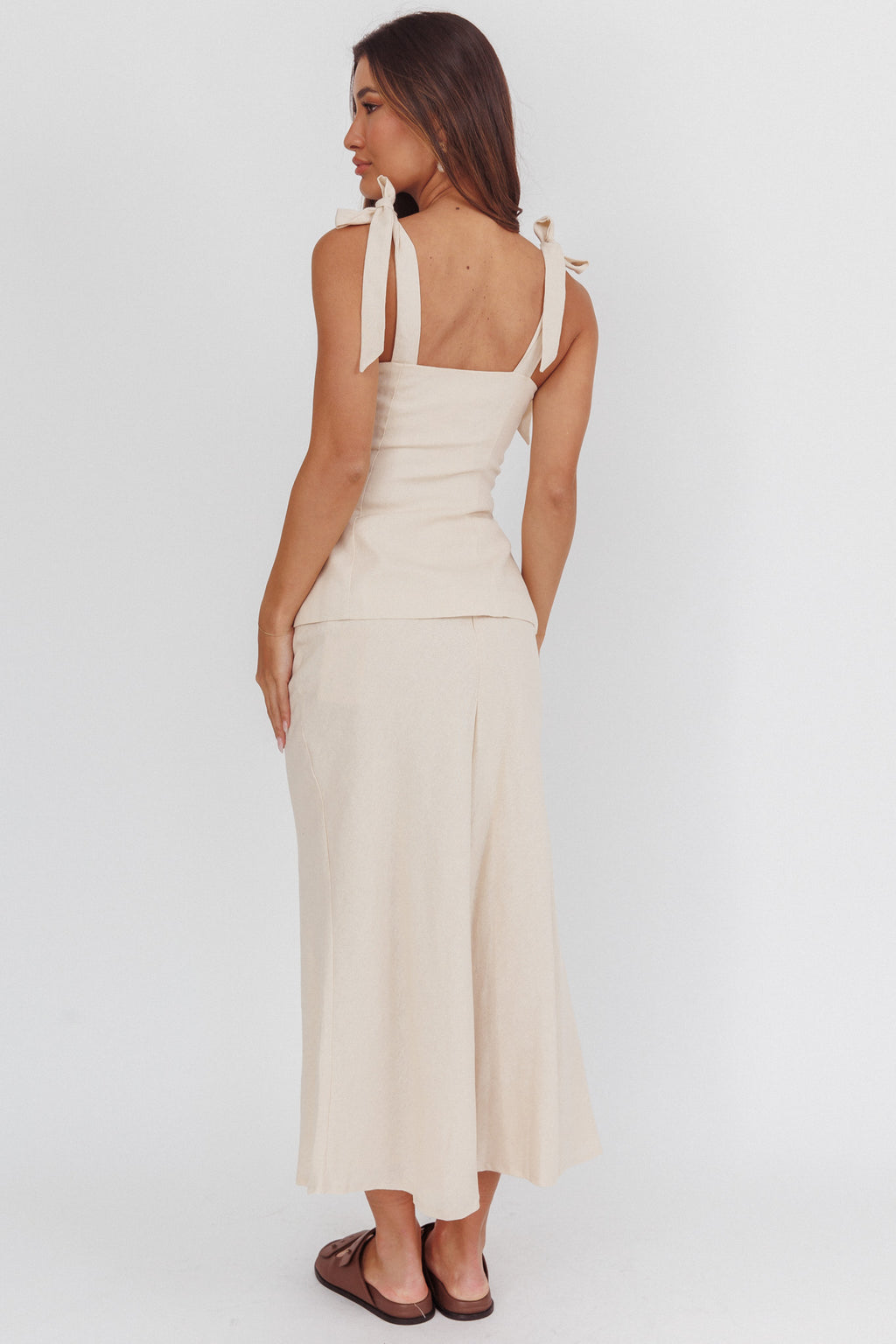Post It Mid-Rise Maxi Skirt Cream by Selfie Leslie Australia