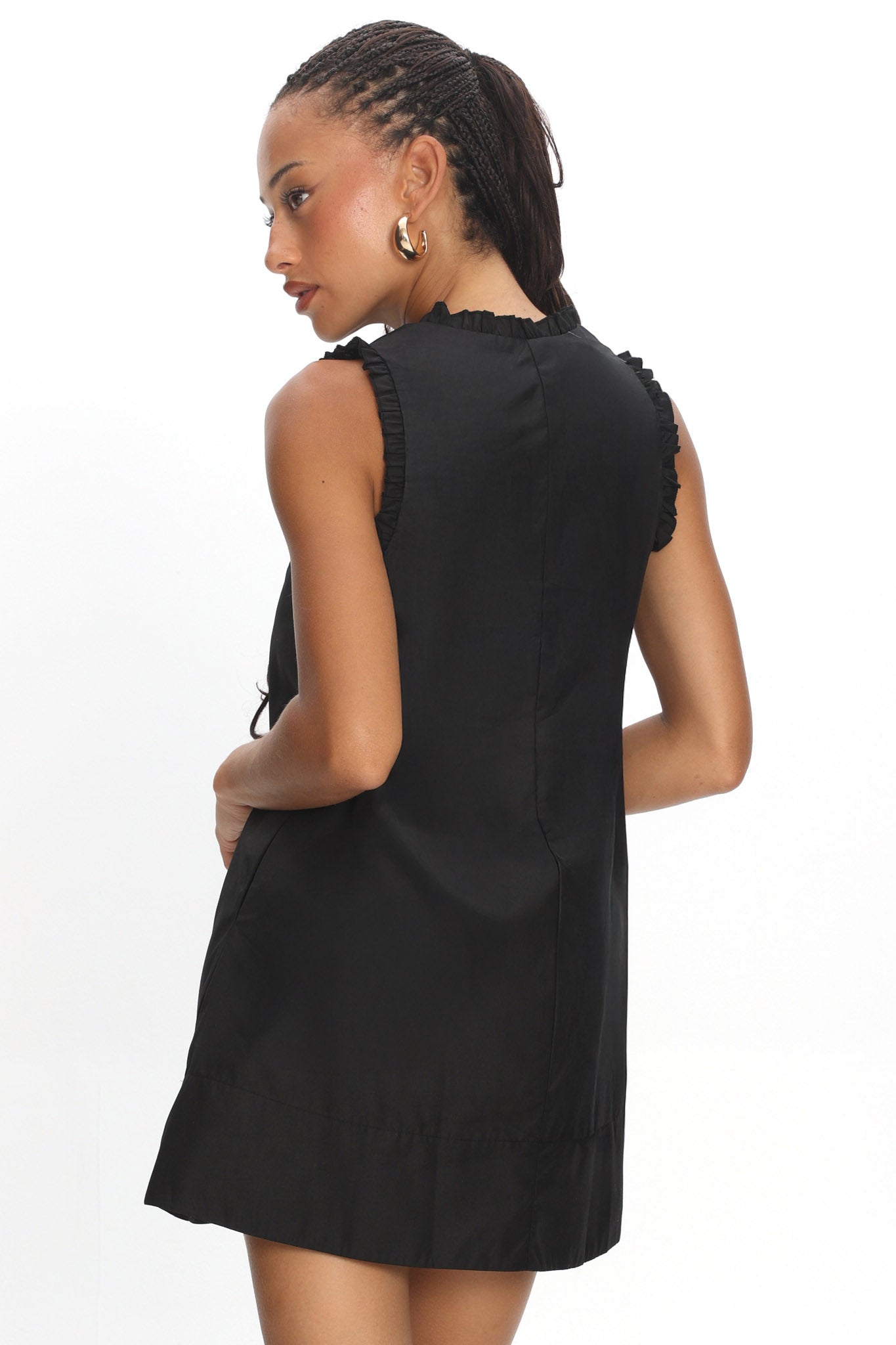 Marava Frill Trim Baby Doll Mini Dress Black by Selfie Leslie Australia