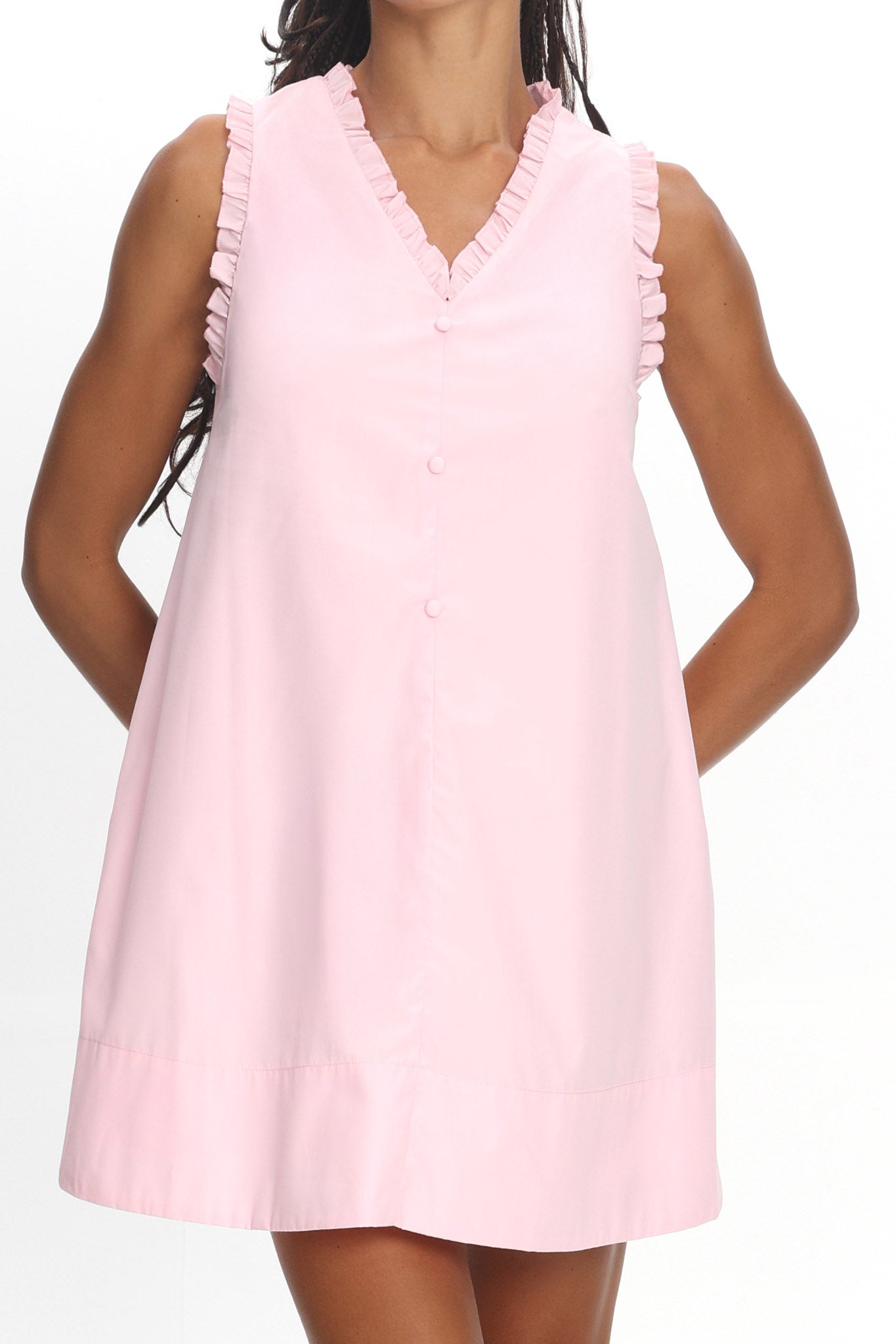 Marava Frill Trim Baby Doll Mini Dress Rosewater by Selfie Leslie Australia