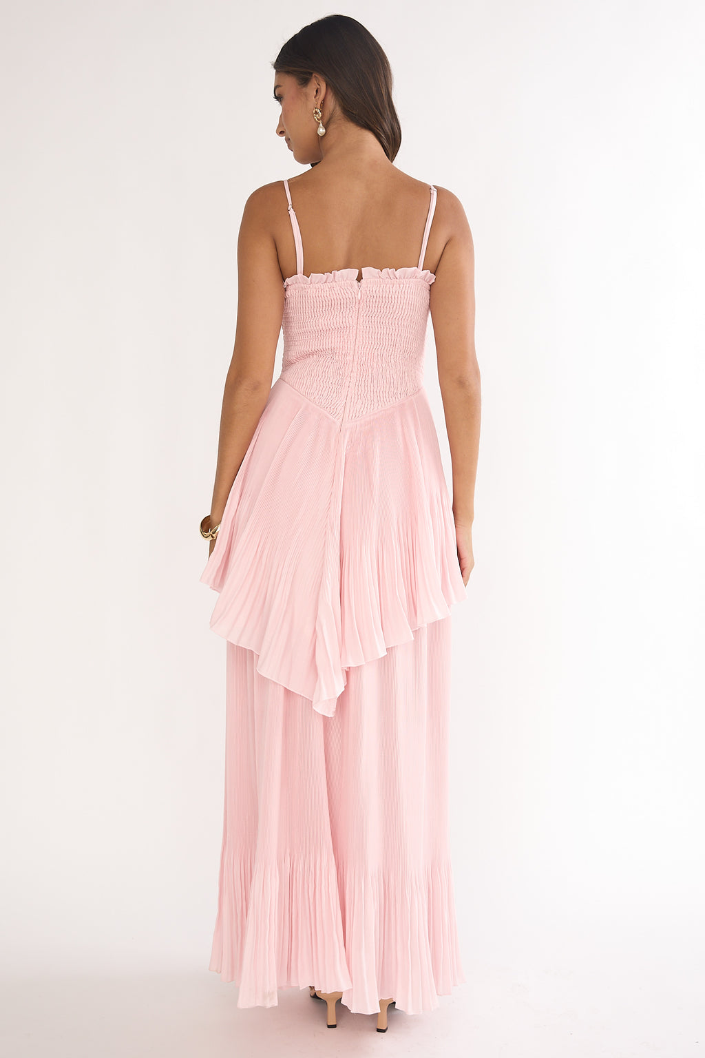 Delin Smocked Layered Maxi Dress Blush by Selfie Leslie Australia